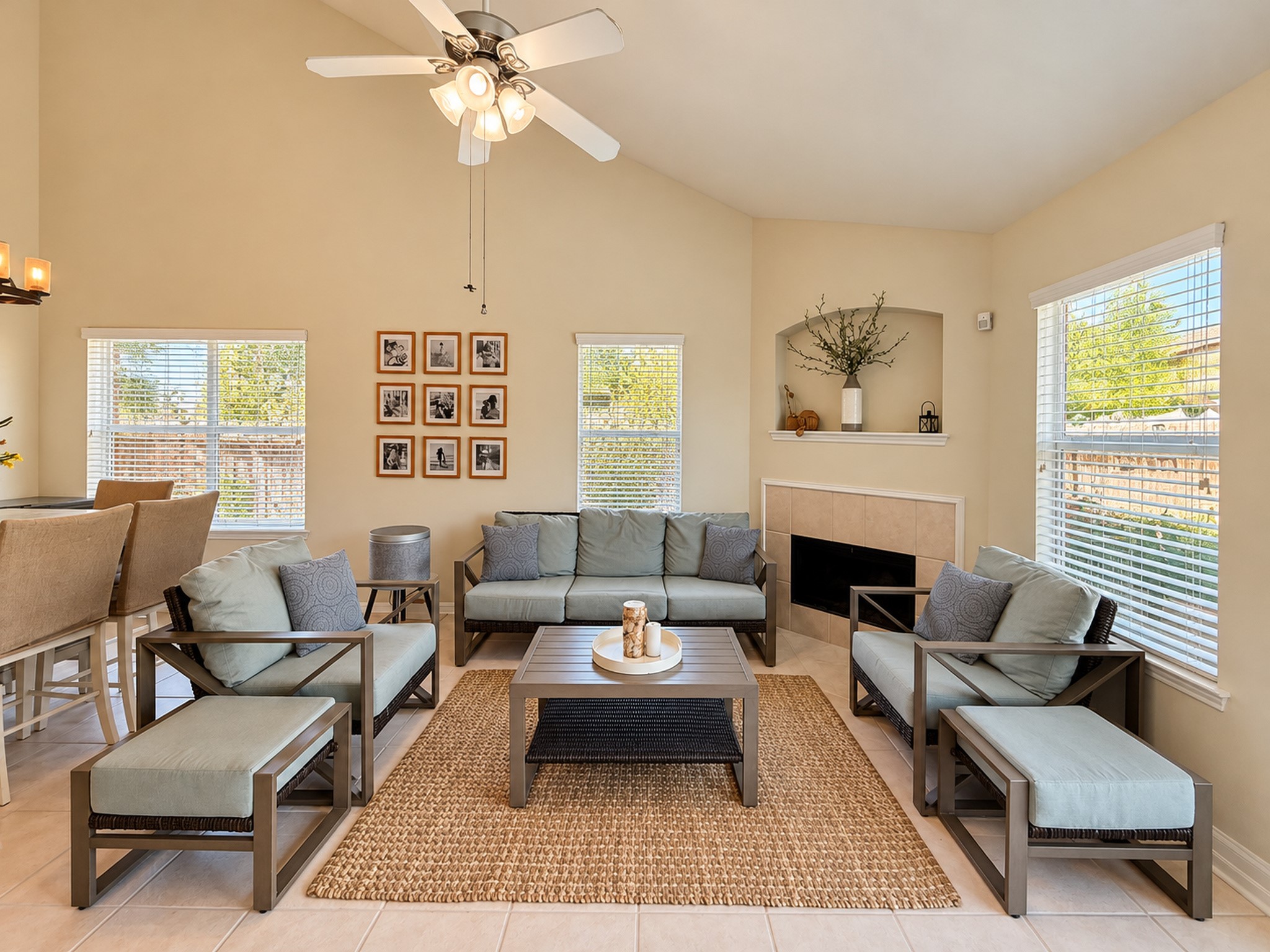 Love the gas-log fireplace & fresh interior paint