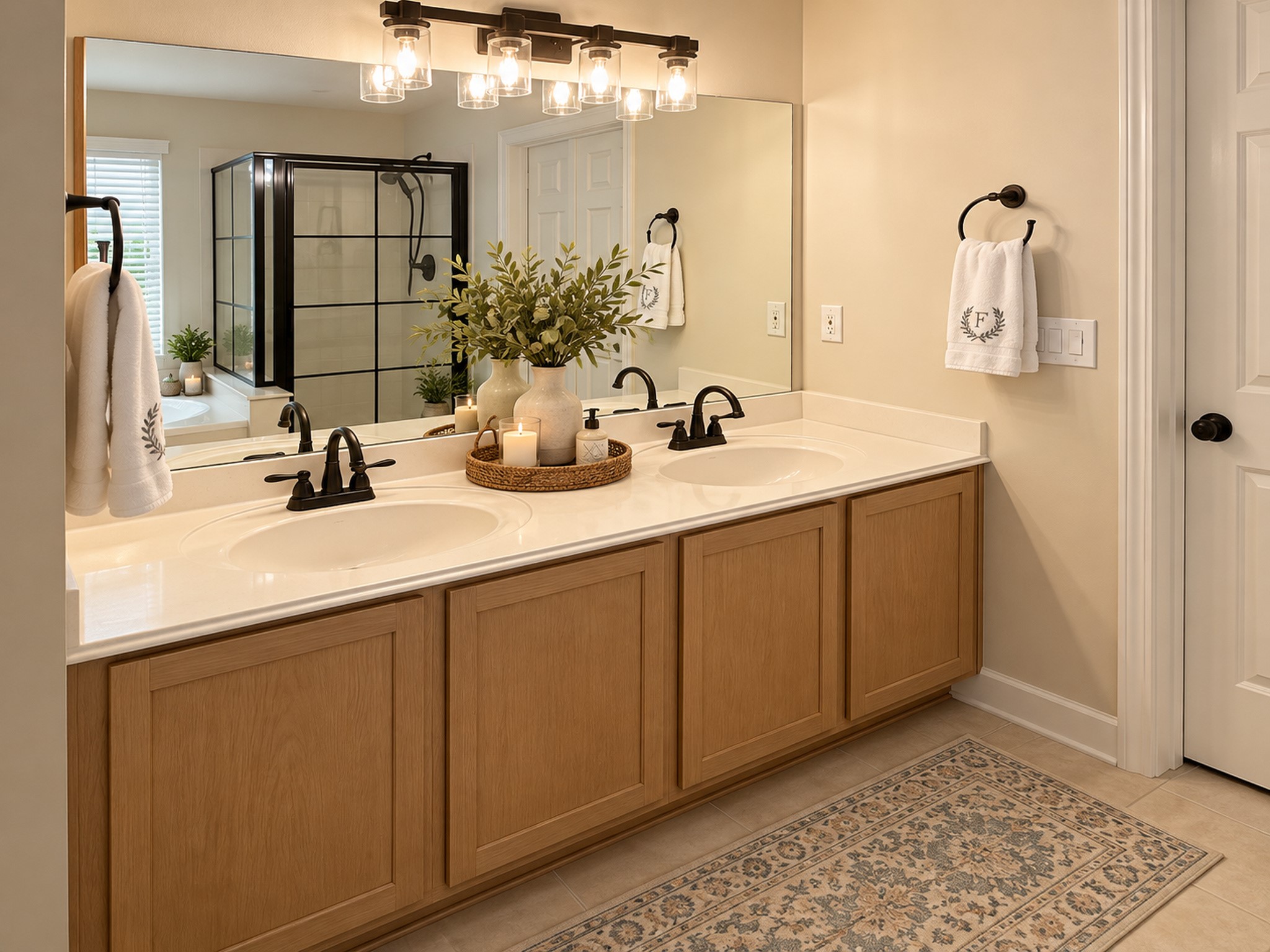 Large Vanity! Two closets for His & Hers.