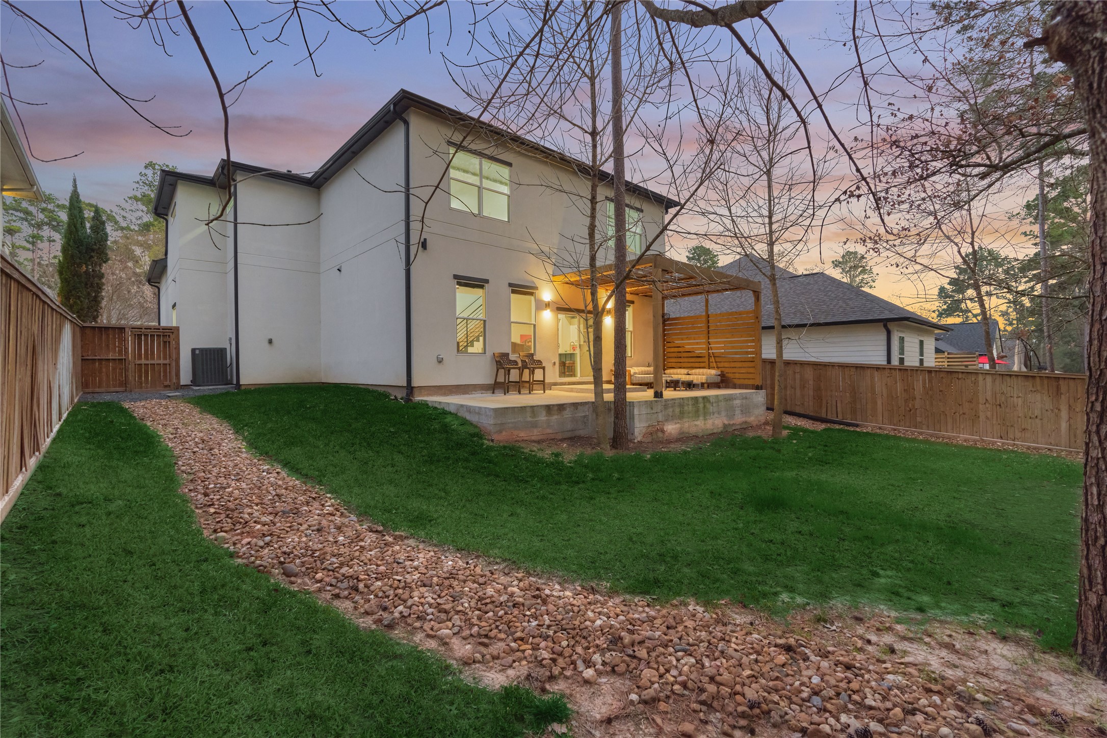 Patio with pergola offers a comfortable space for outdoor relaxing and entertaining