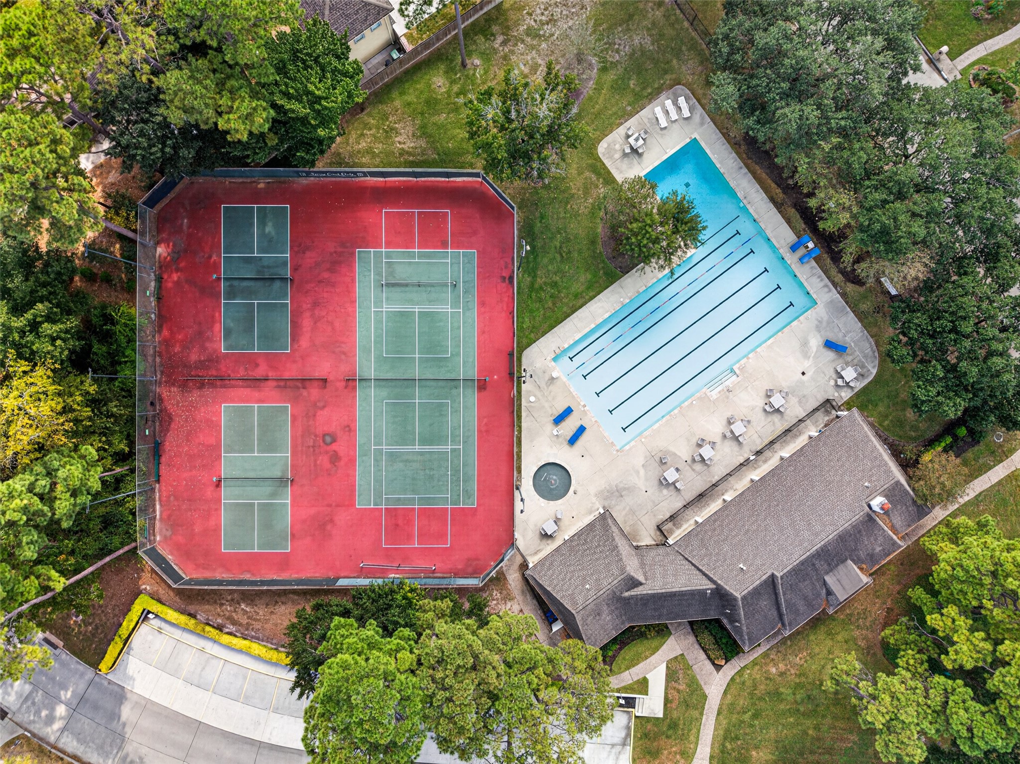 Pickle ball and tennis courts, an olympic sized pool as well as a wading pool for the little ones are available to you year around.