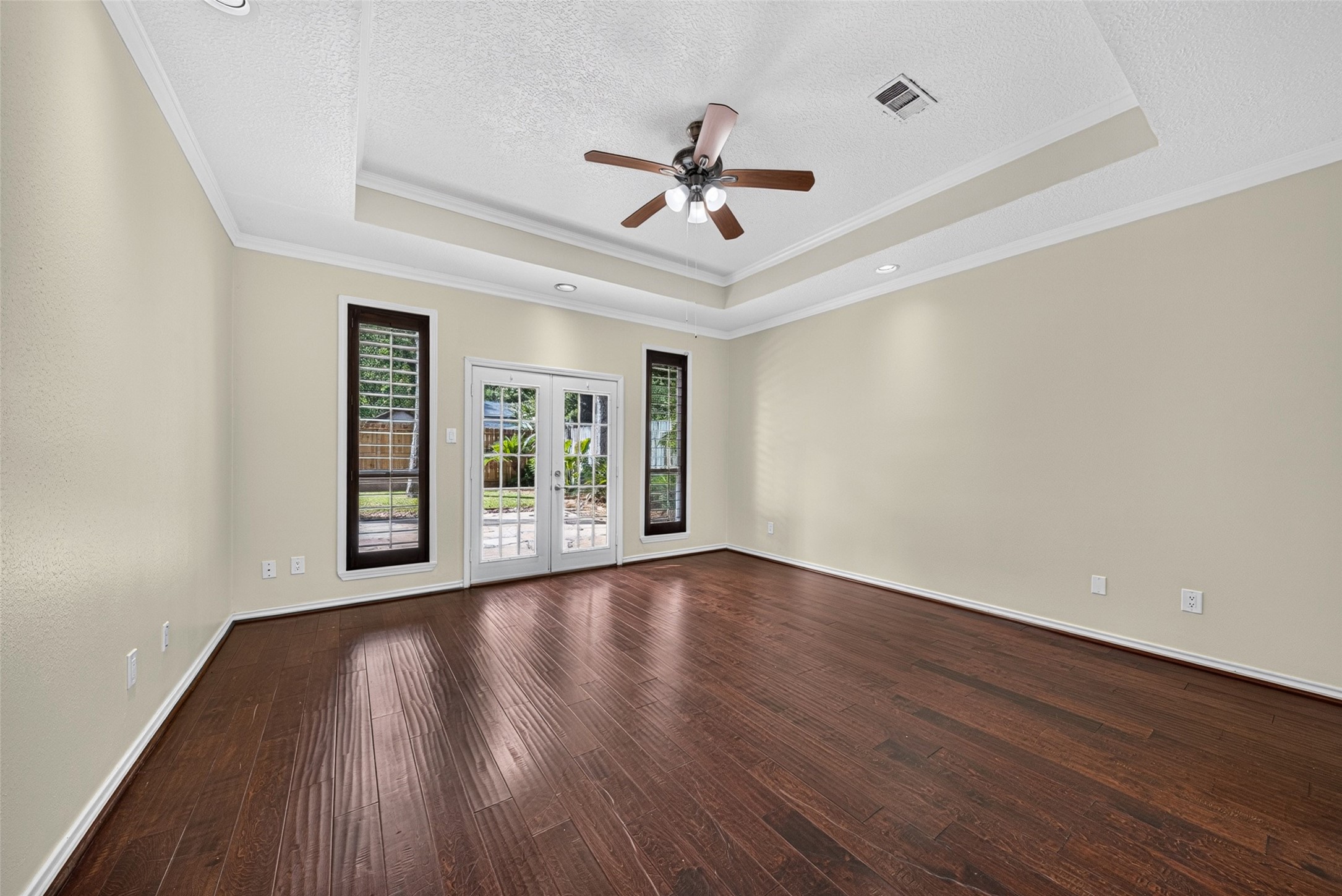 The primary bedroom is large and can easily accommodate your king sized bedroom furniture.