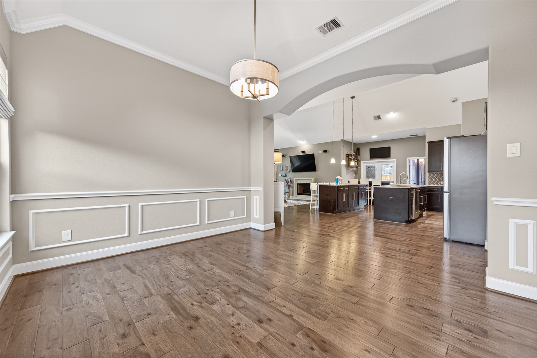 Off to the side of the kitchen is this amazing large formal dining room.