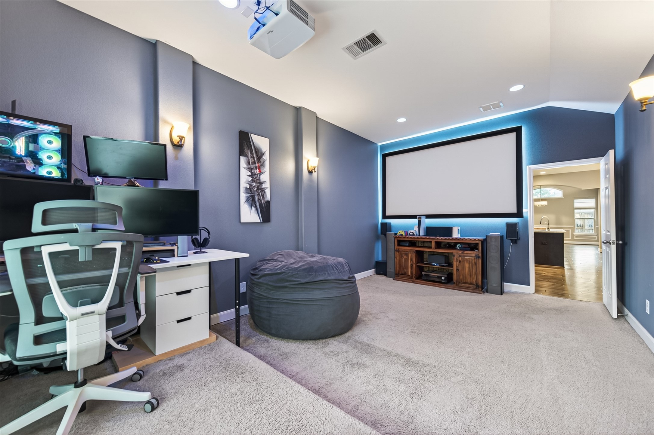 Due to the oversized lot, a theater room was added during the build.