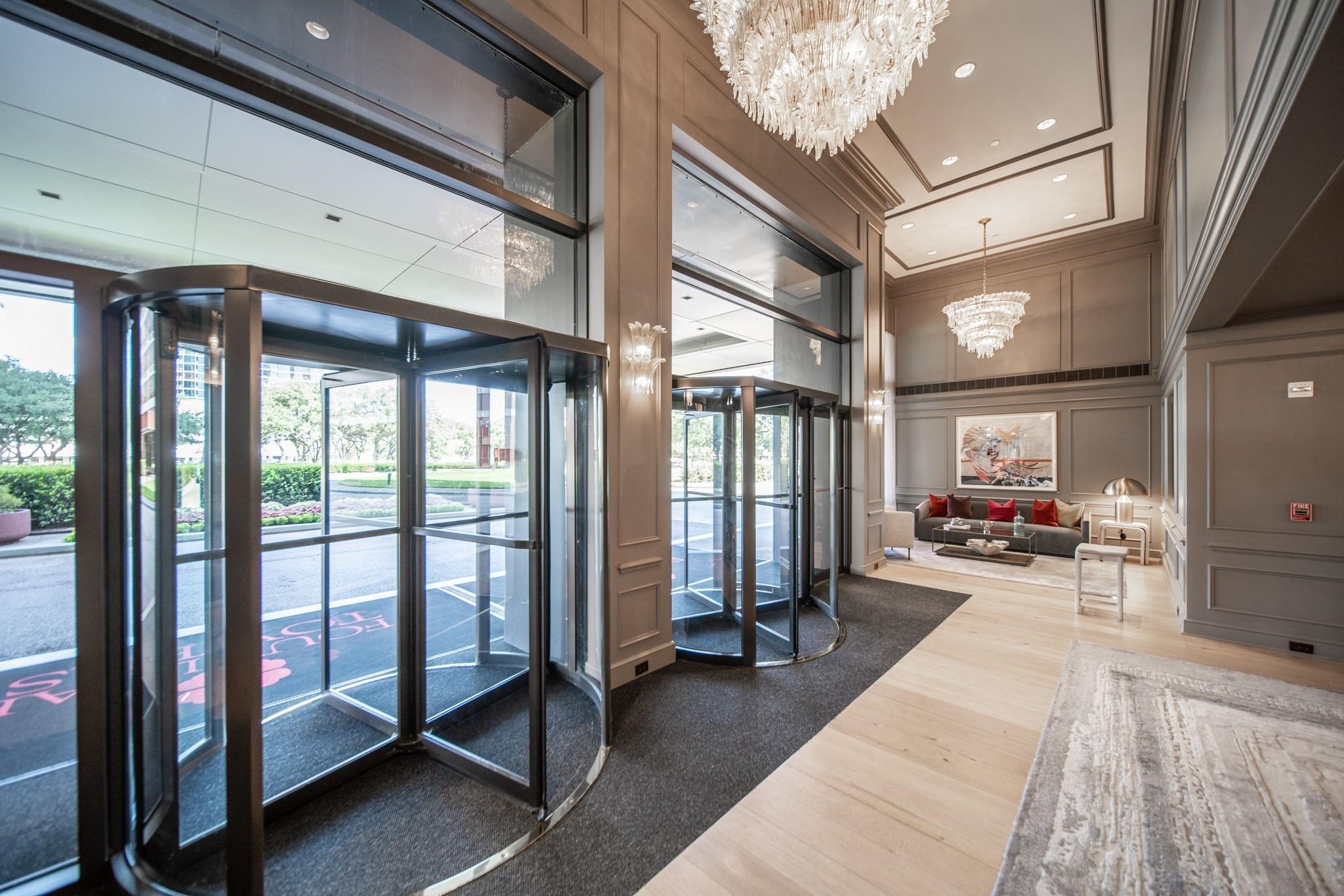 Lobby entrance at The Four Leaf Towers.