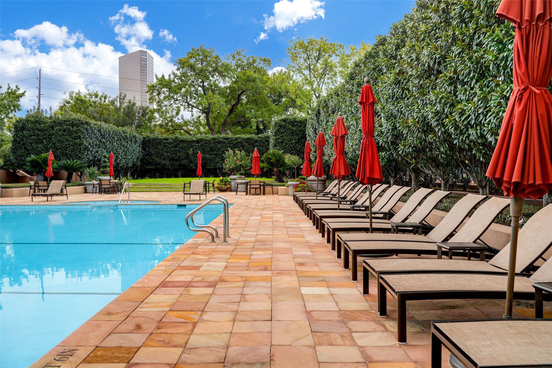 Relax year around at the heated pool.