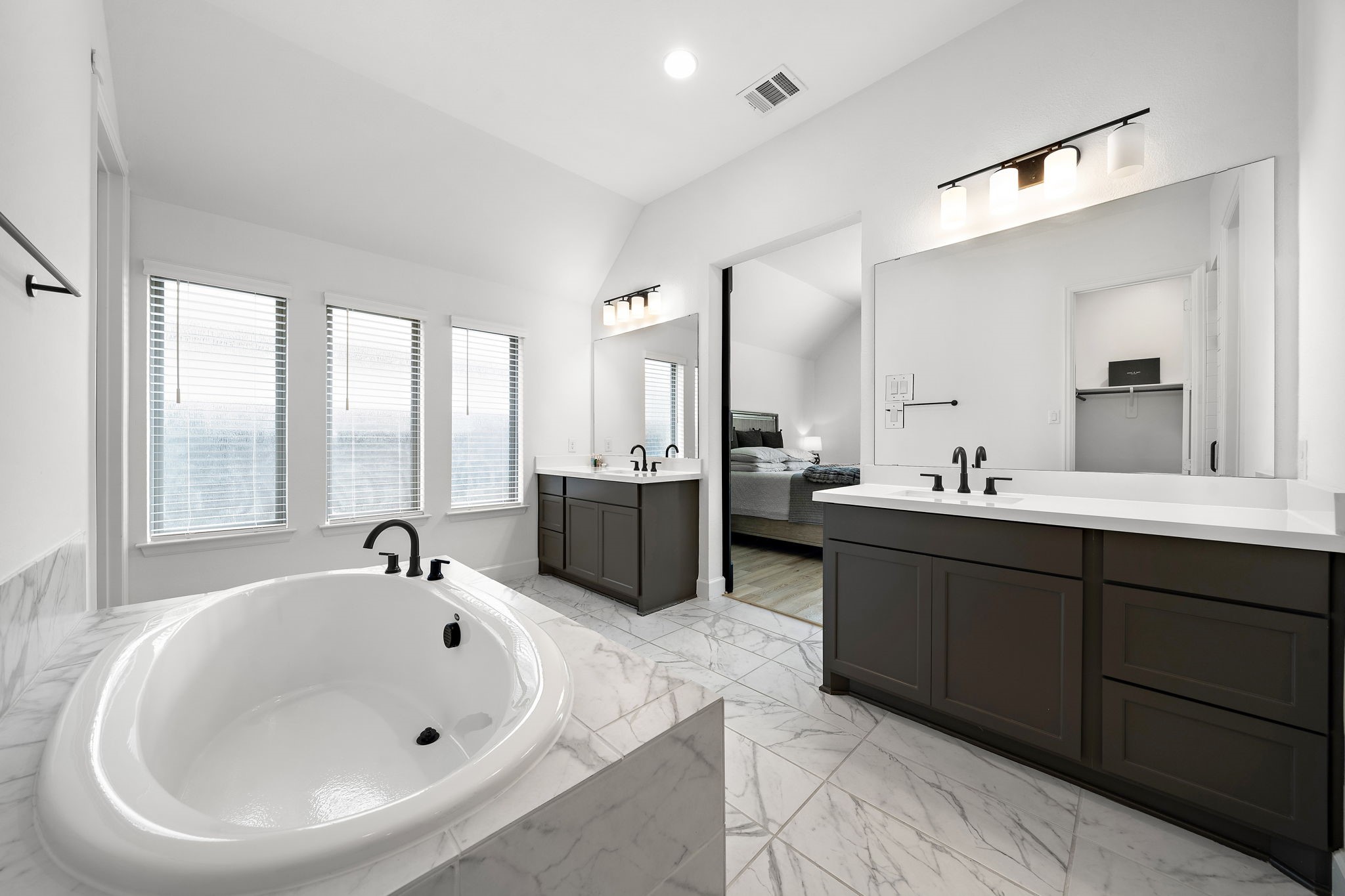 Large soaking tub and walk in shower