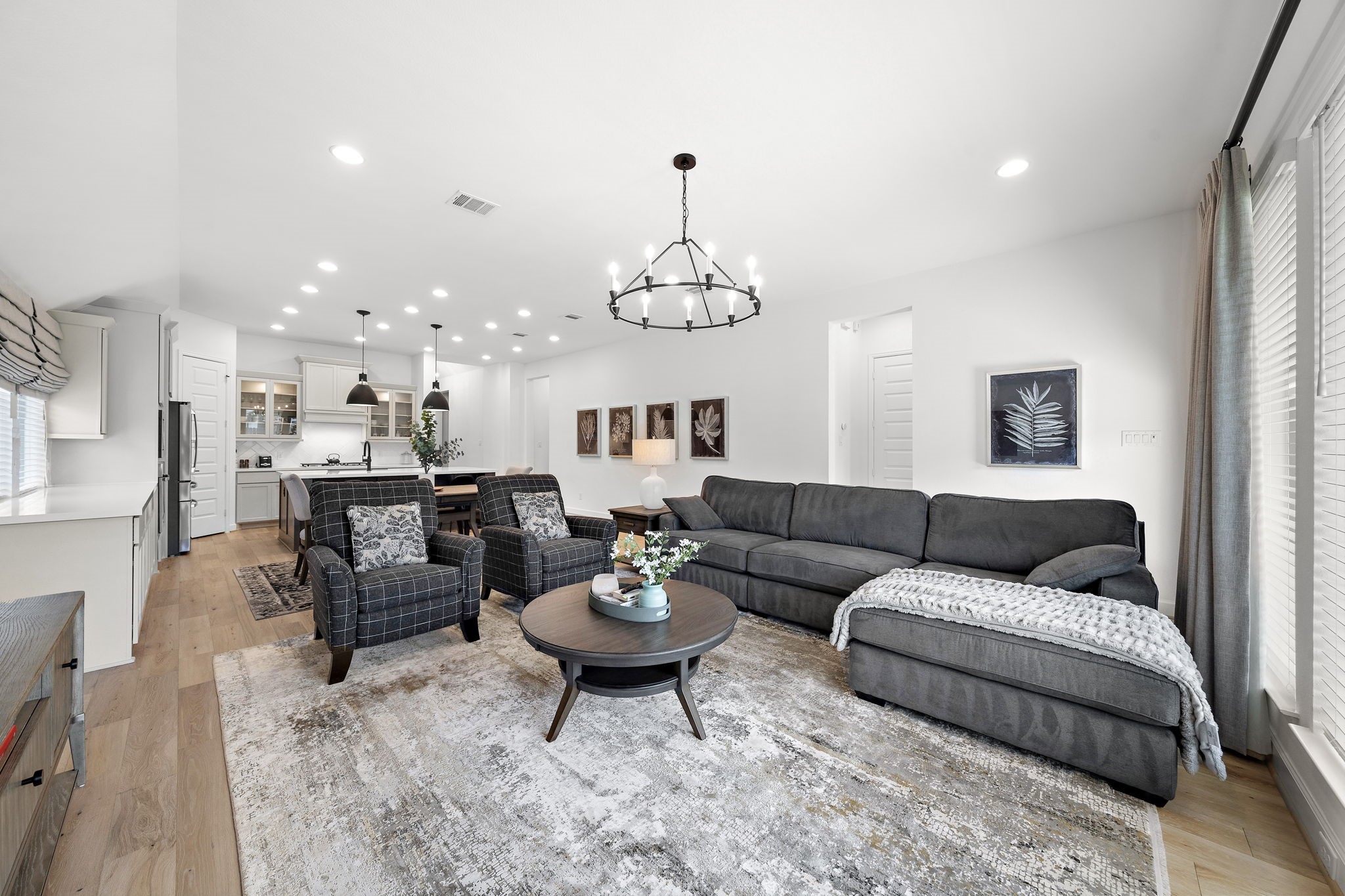 Family room open to kitchen area, great for entertaining