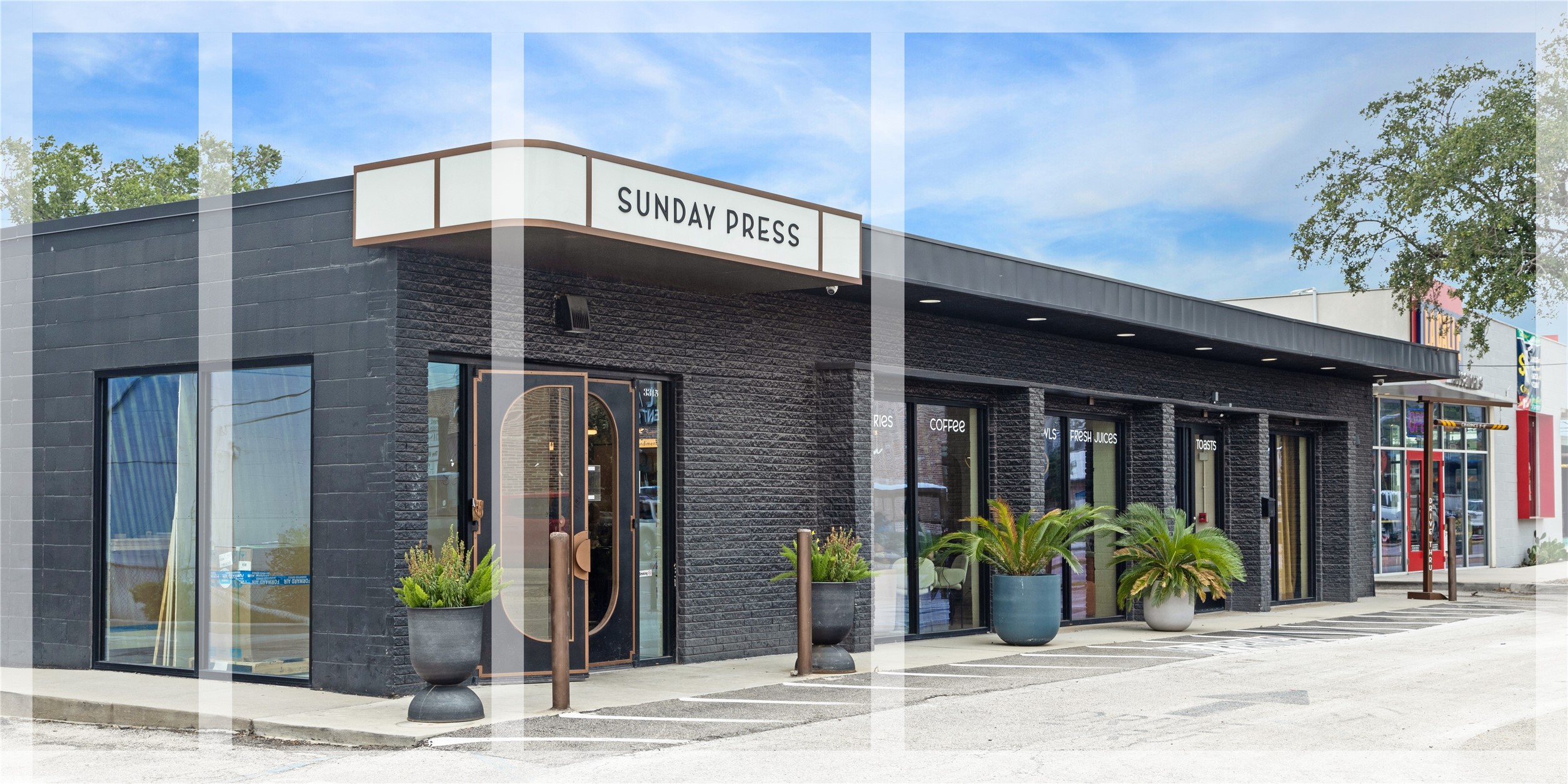 Your cozy neighborhood coffee spot, Sunday Press, serves up expertly brewed coffee, juices and drinks plus has delicious food options. Perfect for a relaxed morning or a productive afternoon, this charming caf invites you to unwind and savor the moment.