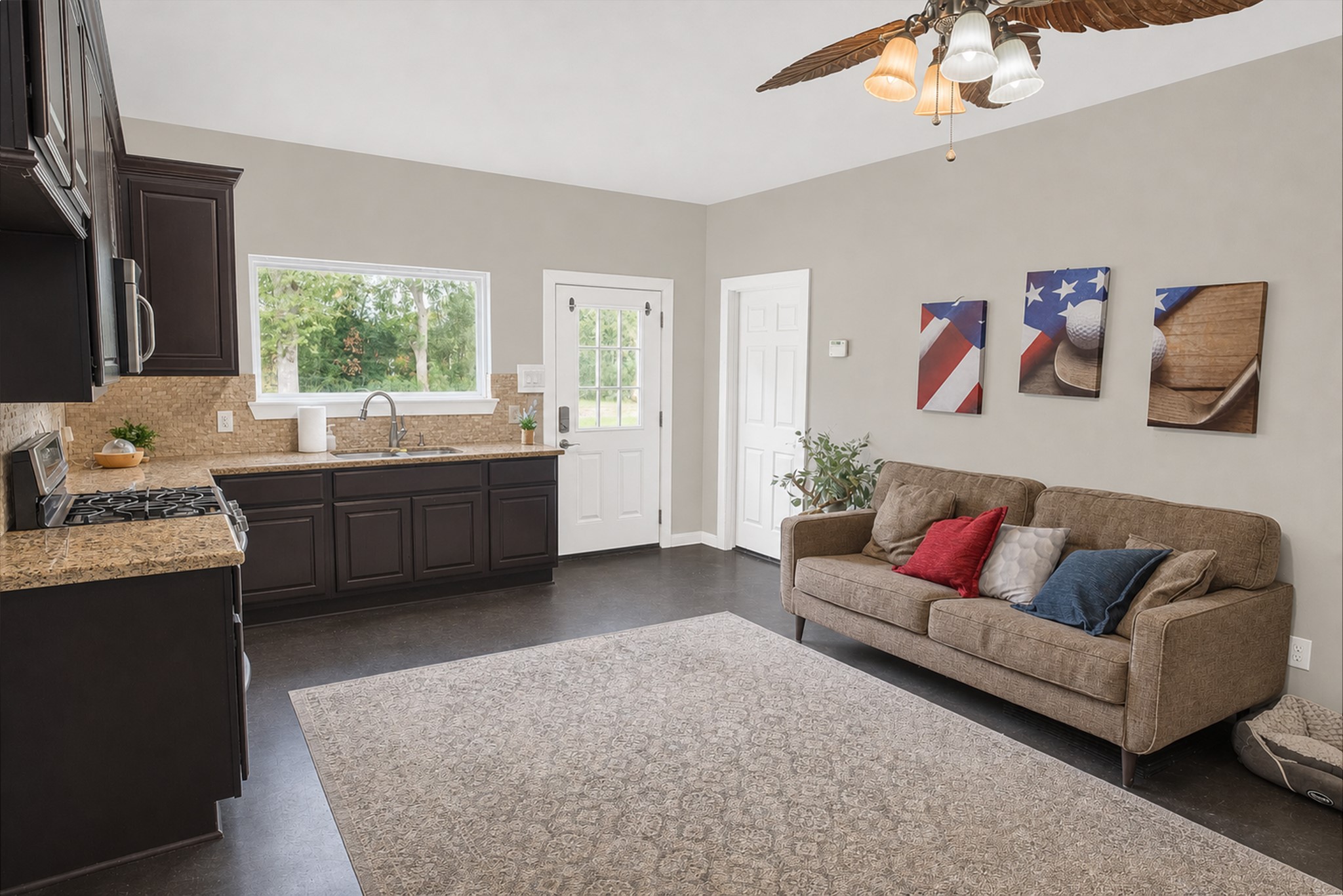 Apartment Living and Kitchen Area