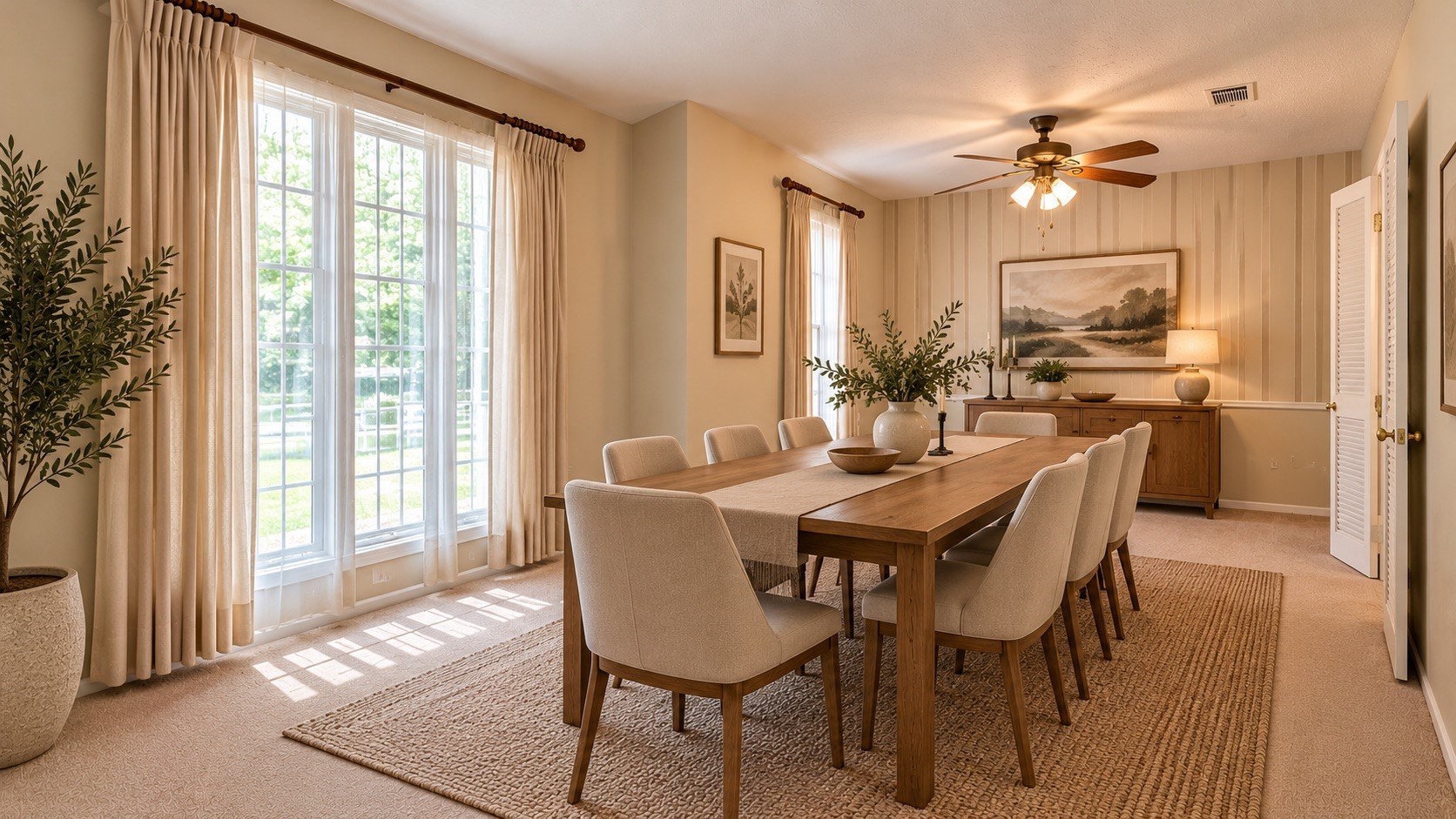 Virtually staged dining area.