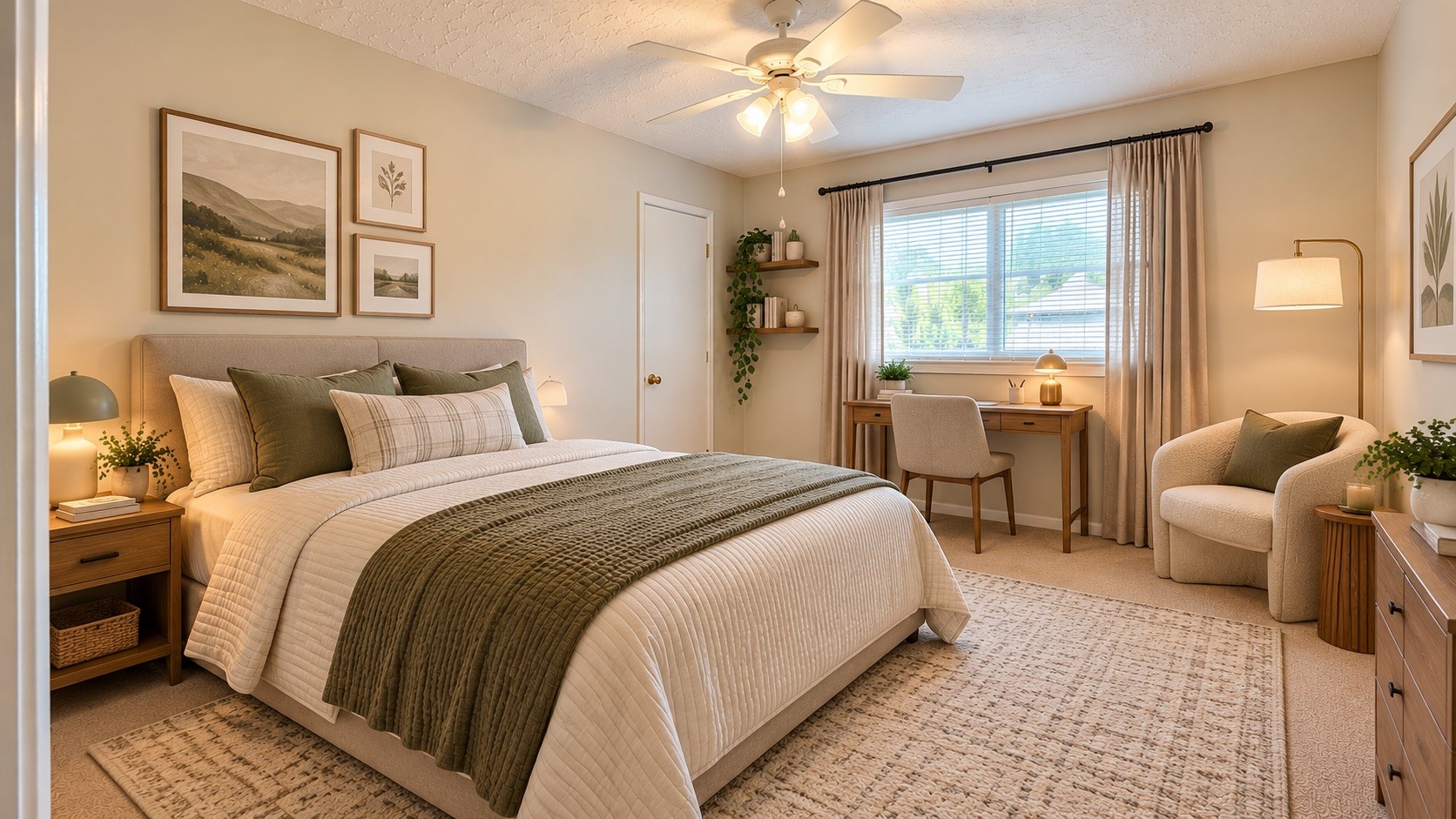 Virtually staged 2nd bedroom.