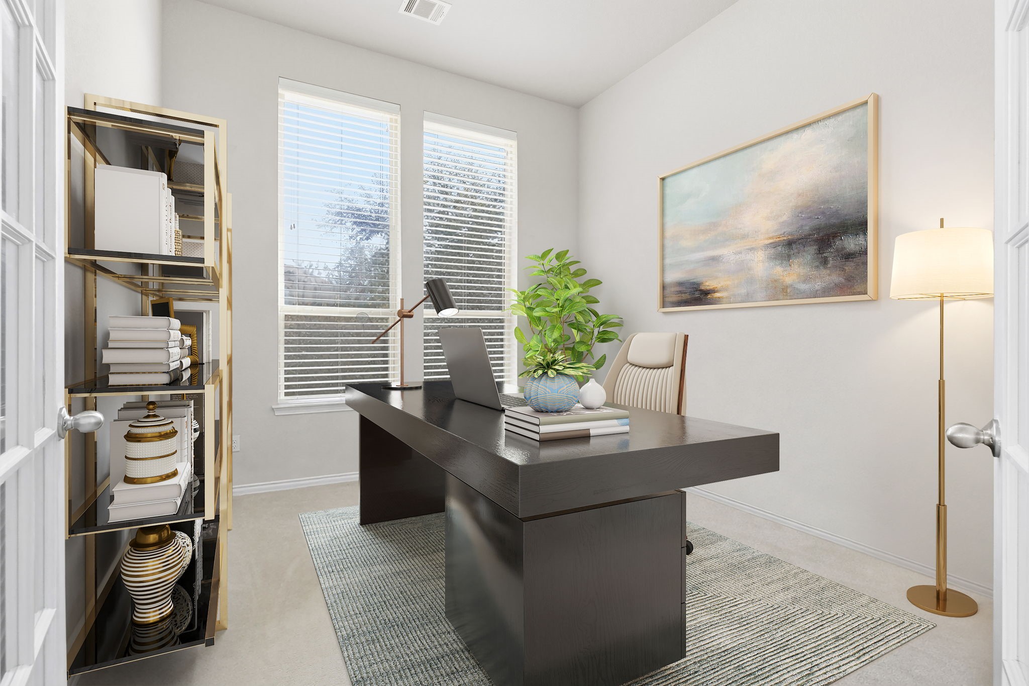 Virtually Staged: Private office or flex room perfect for in-home office or personal gym!