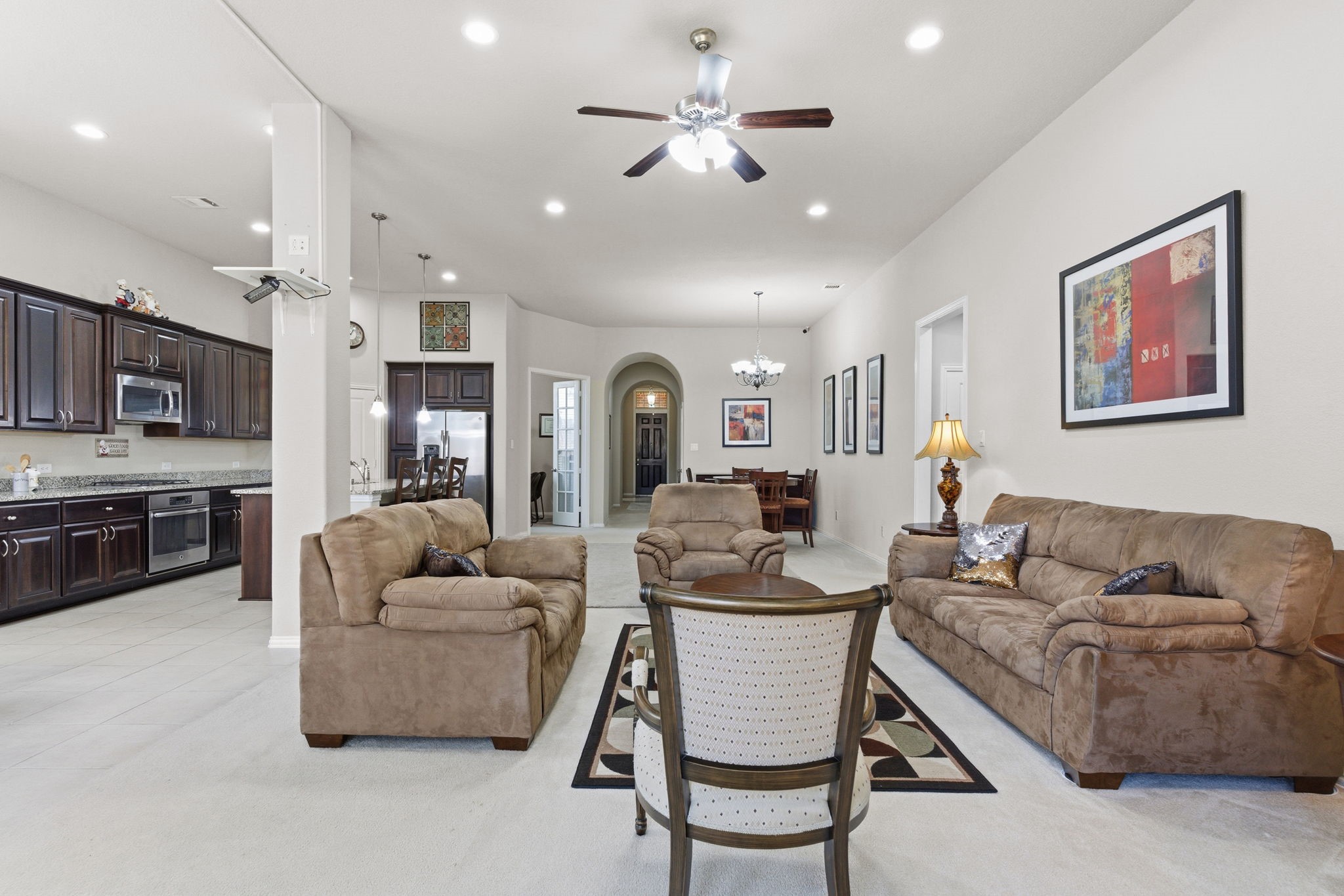 Common area invites family gathers and movie nights with the family.