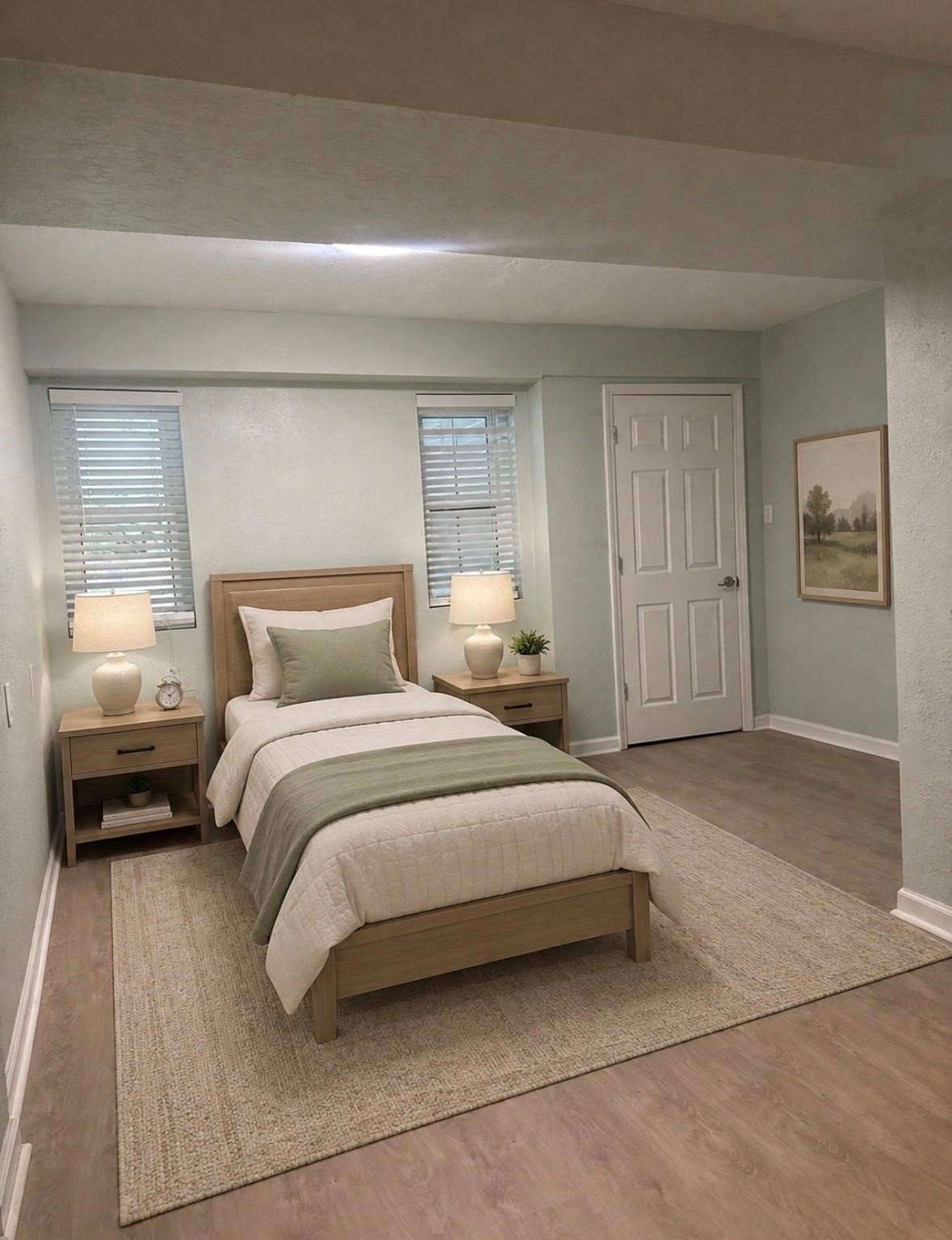 Virtually staged room downstairs-This room has now been walled off as a private 4th bedroom with closet and 2 windows that looks out towards backyard.