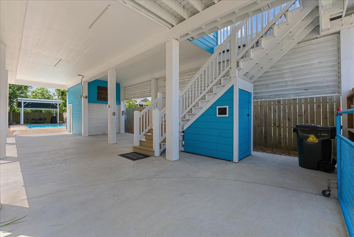 Ground level carport area