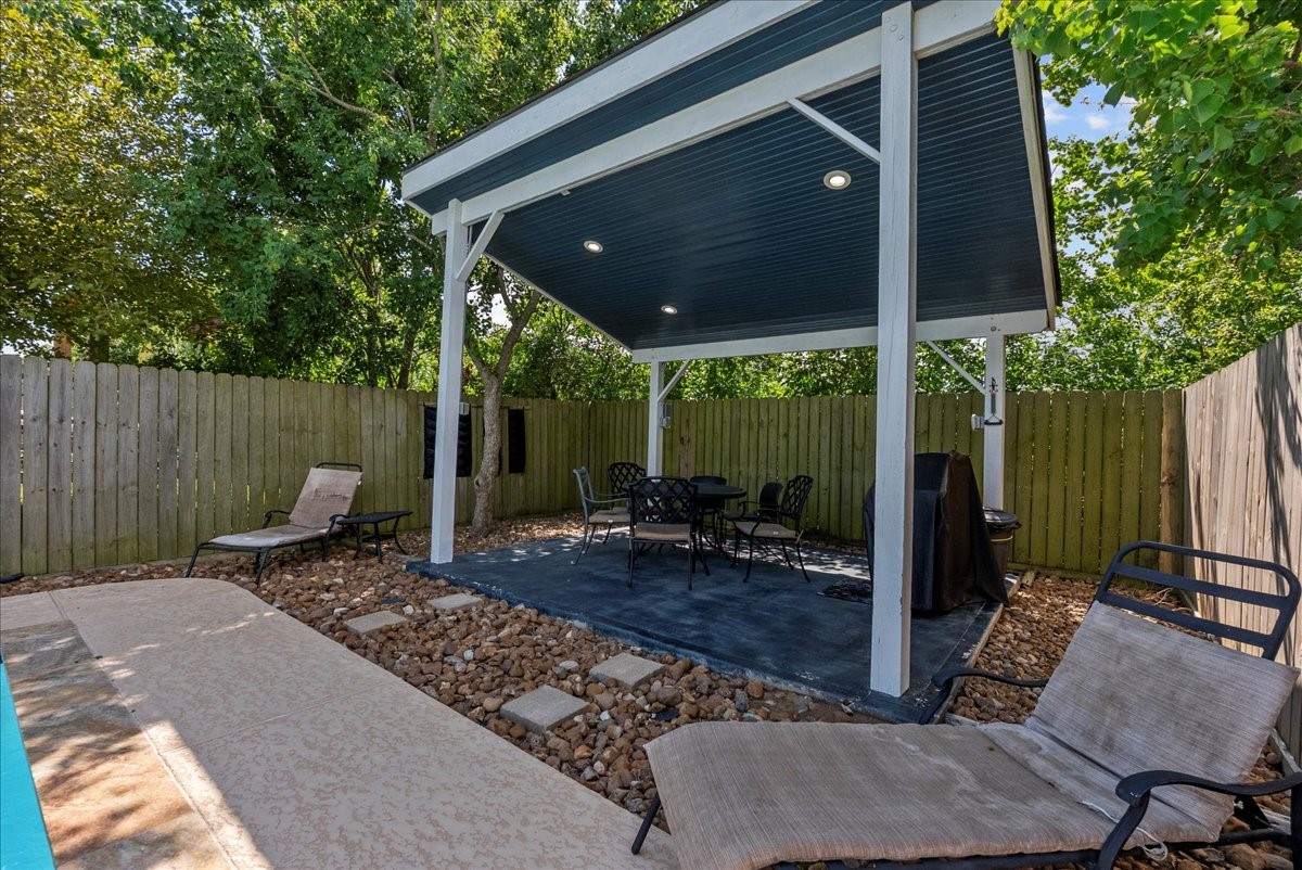 Outdoor entertaining area with hot tub hook ups