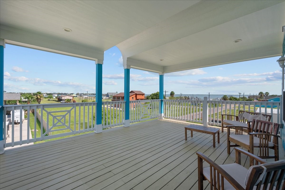 Huge deck on second floor with views of the bay Huge deck on second floor with views of the bay