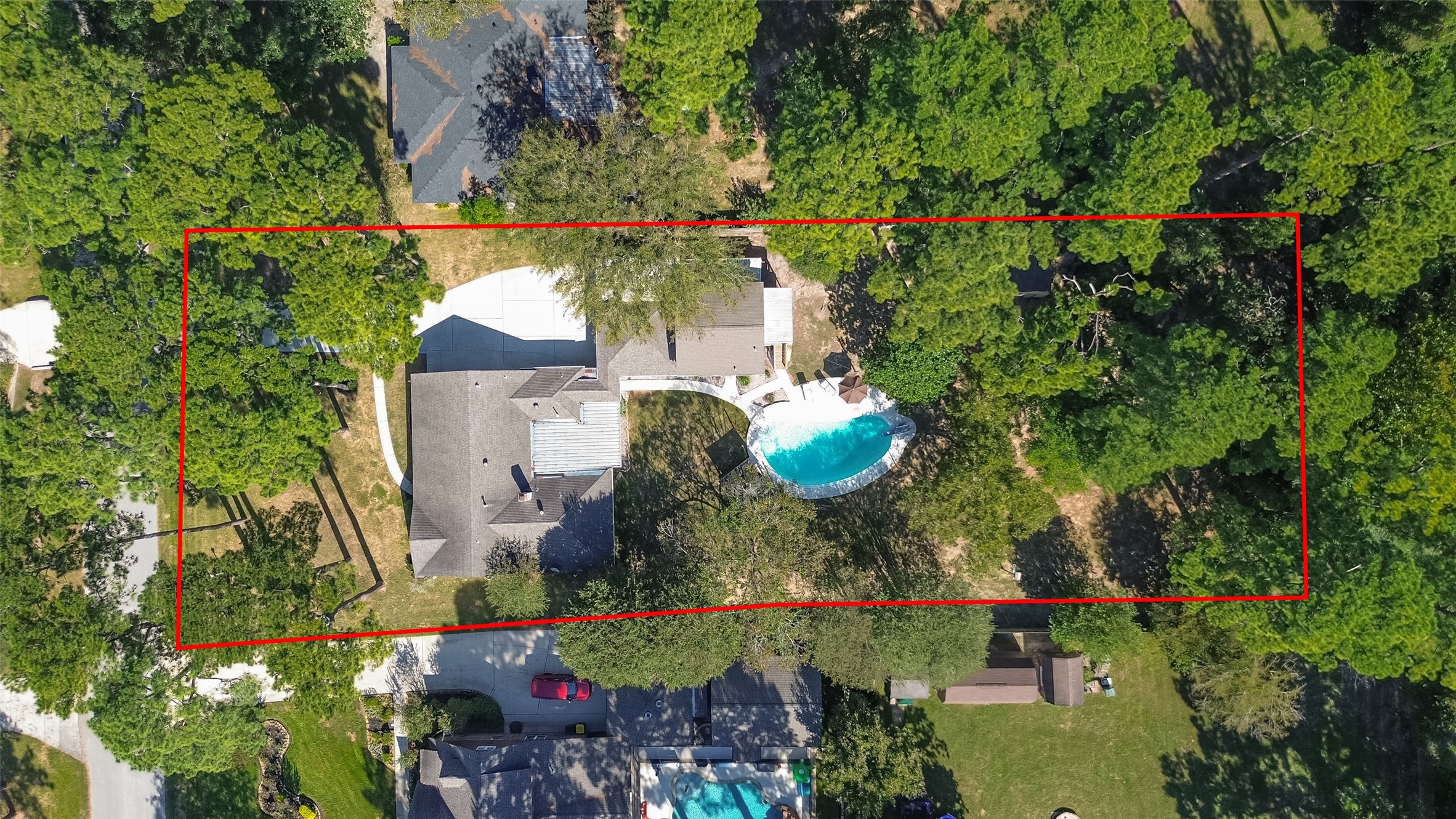 AERIAL VIEW OF THIS BEAUTIFUL PROPERTY OFFERING A BEAUTIFULLY UPDATED HOME, A RELAXING BACKYARD AND POOL! AND DON'T FORGET ABOUT THE POOL HOUSE AND OVERSIZED LOT WITH MATURE PINE AND PECAN TREES. THIS HOME IS SITUATED ON 38,640 LOT SIZE, THAT'S ALMOST A FULL ACRE! NOT TO MENTION THE GREAT NEIGHBORHOOD THAT IS JUST MINUTES FROM SHOPPING, SCHOOLS AND COMMUTING. CALL TODAY FOR YOUR PRIVATE SHOWING!