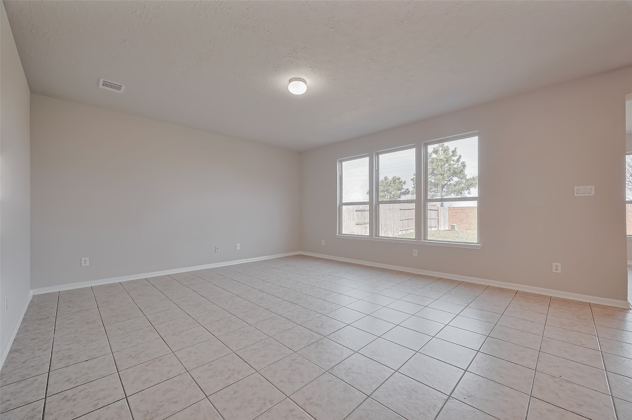 Living room with large windows.