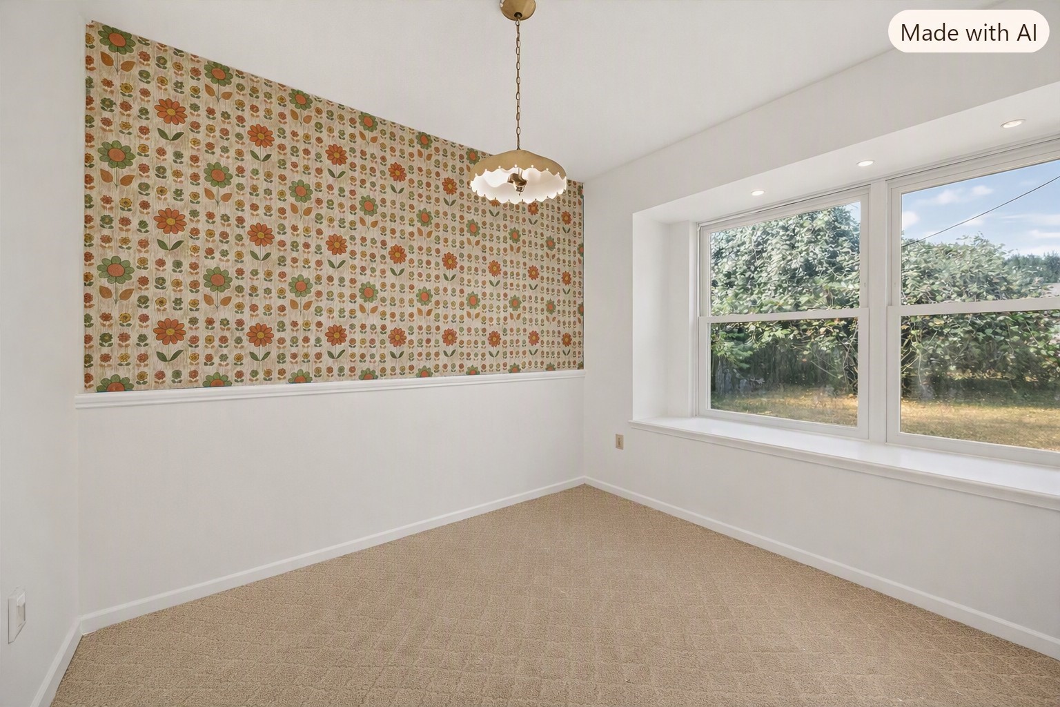 Virtually enhanced breakfast area.  Lots of natural lighting