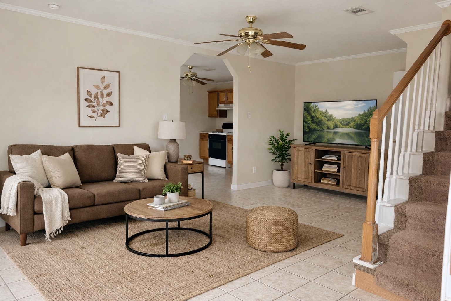 Virtually staged living room