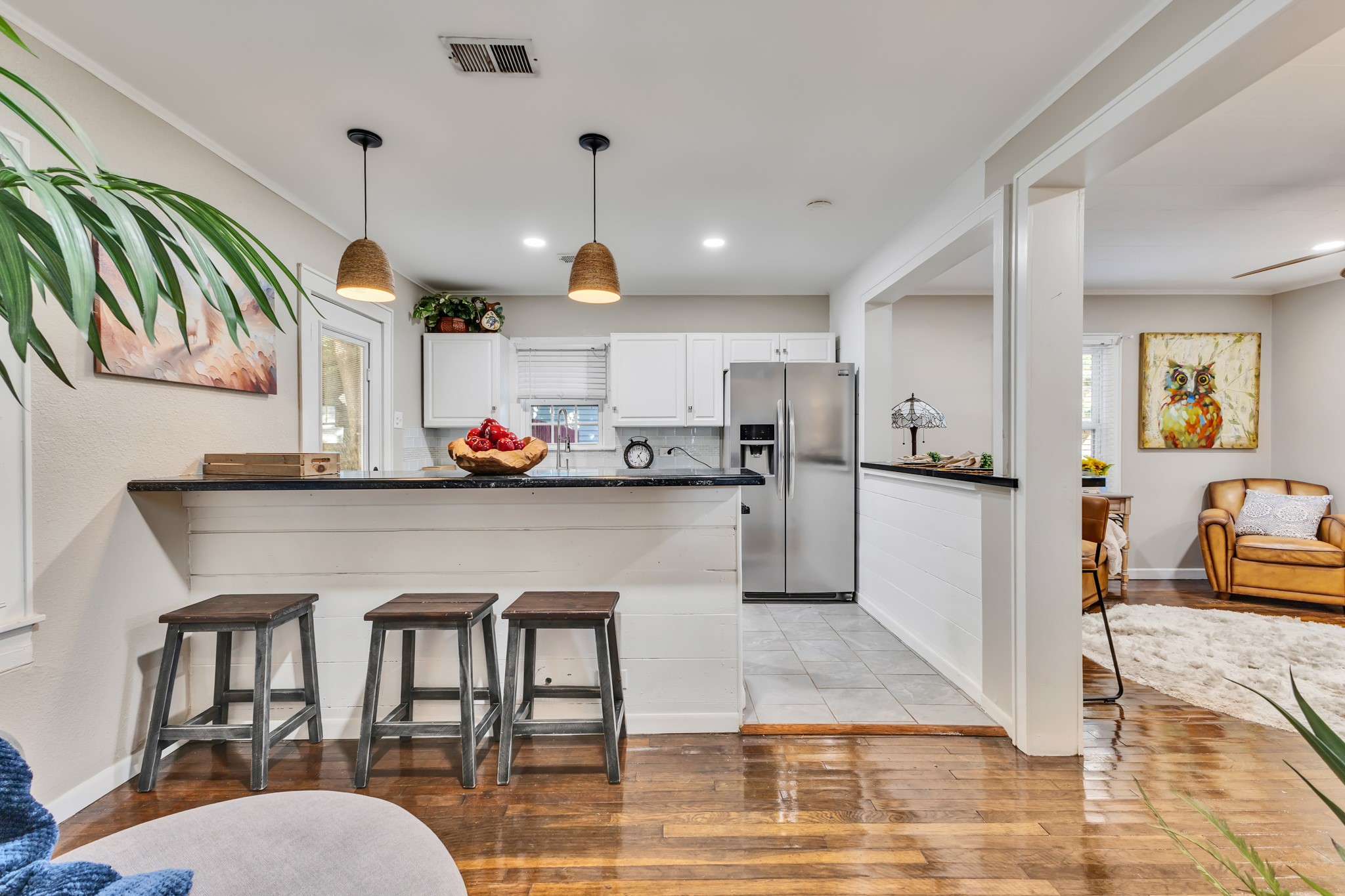 A well-arranged kitchen makes excellent use of its footprint, offering convenient access to appliances, storage, and preparation areas. The open connection to the living space adds functionality without wasting valuable square footage.