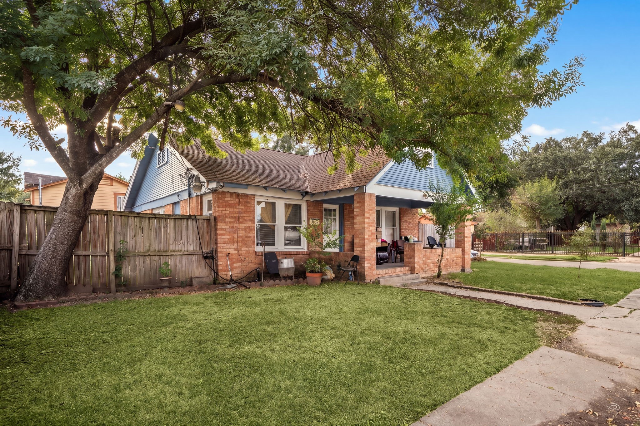 Corner lot, large yard with to homes on it.