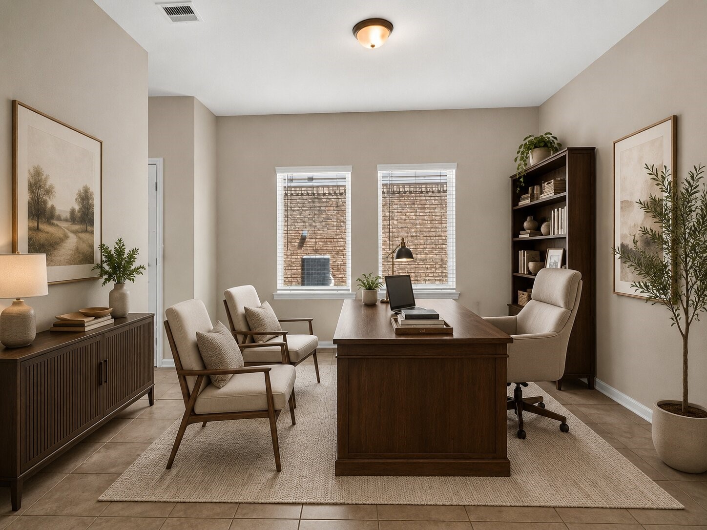 *virtually staged* The formal dining room offers flexible space, whether you use it for large gathererings, working from home, studying, or hobbies.
