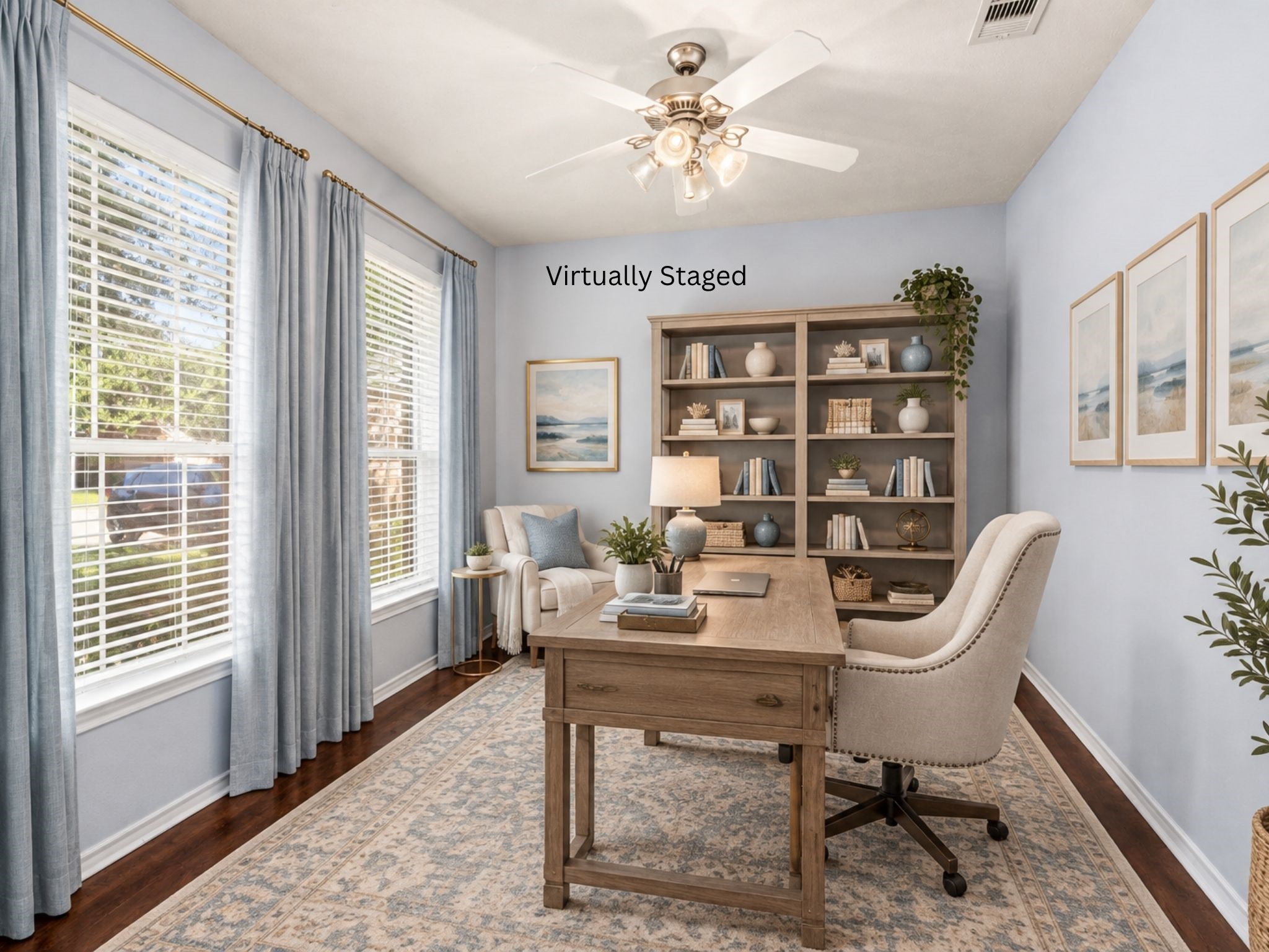 Transform your productivity in this bright and inviting home office, expertly virtually staged to showcase its full potential with elegant furnishings. Transform your productivity in this bright and inviting home office, expertly virtually staged to showcase its full potential with elegant furnishings.