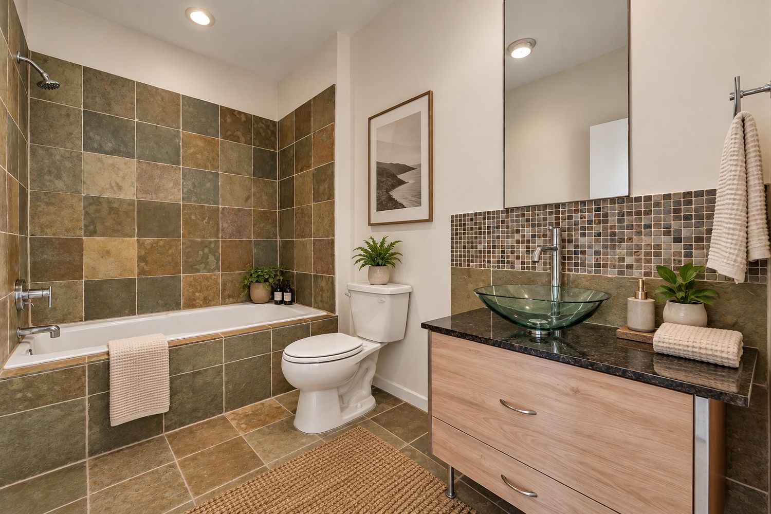 Virtually staged secondary en-suite bathroom.
