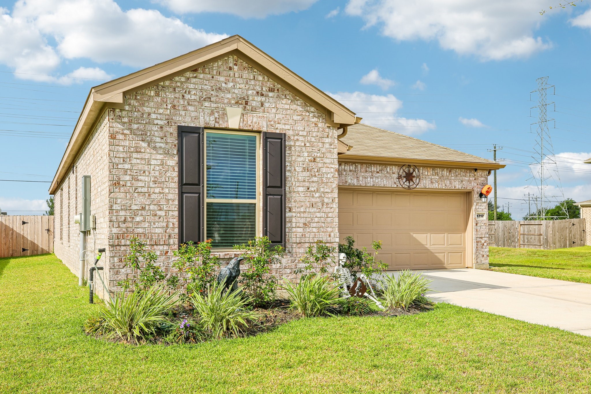 Neutral three-sided brick exterior.