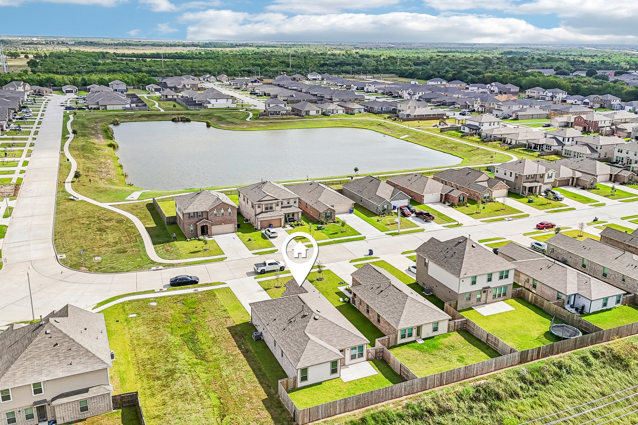 Close proximity to walking path around the pond.