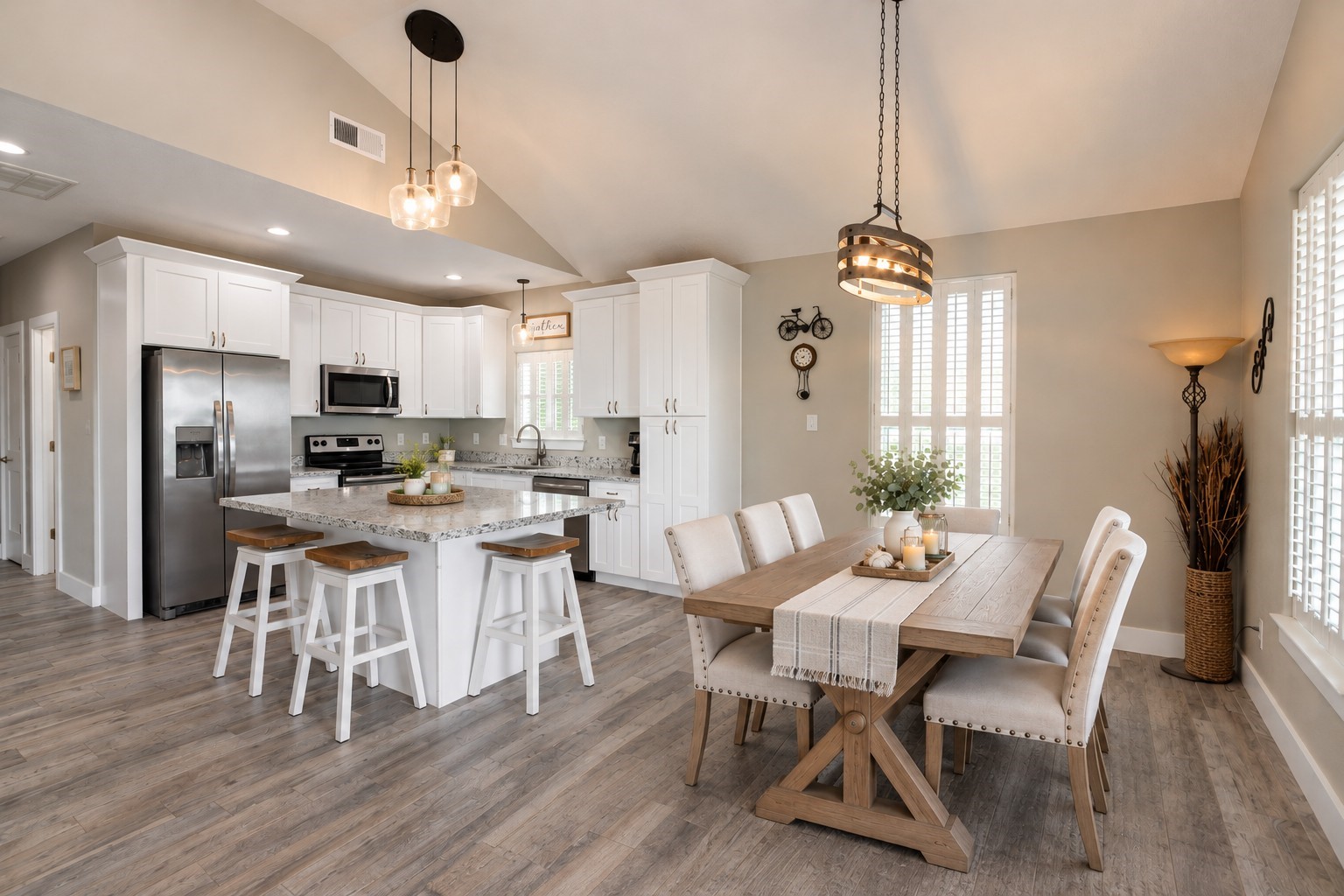 Staged with dining table