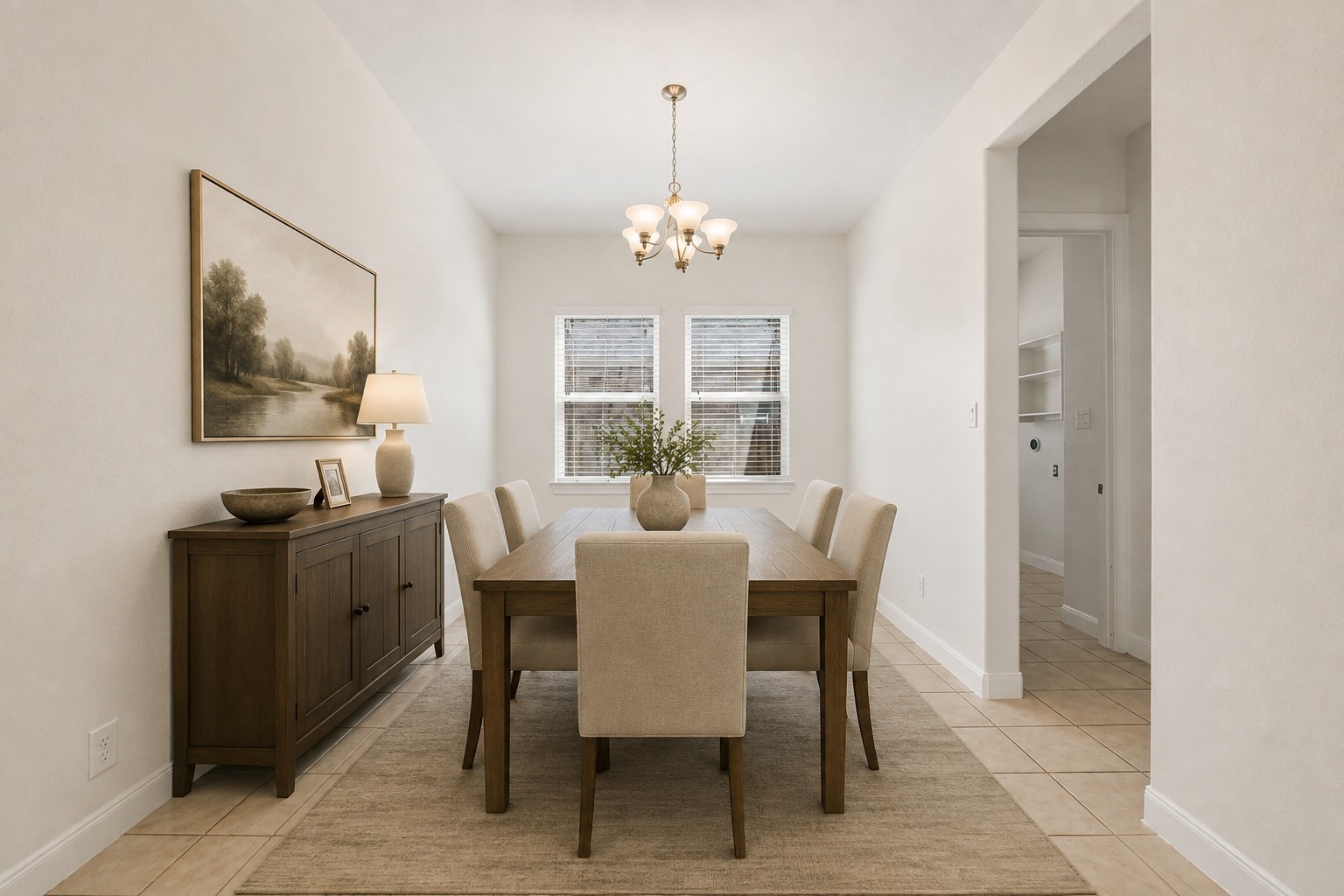 Virtually staged dining room