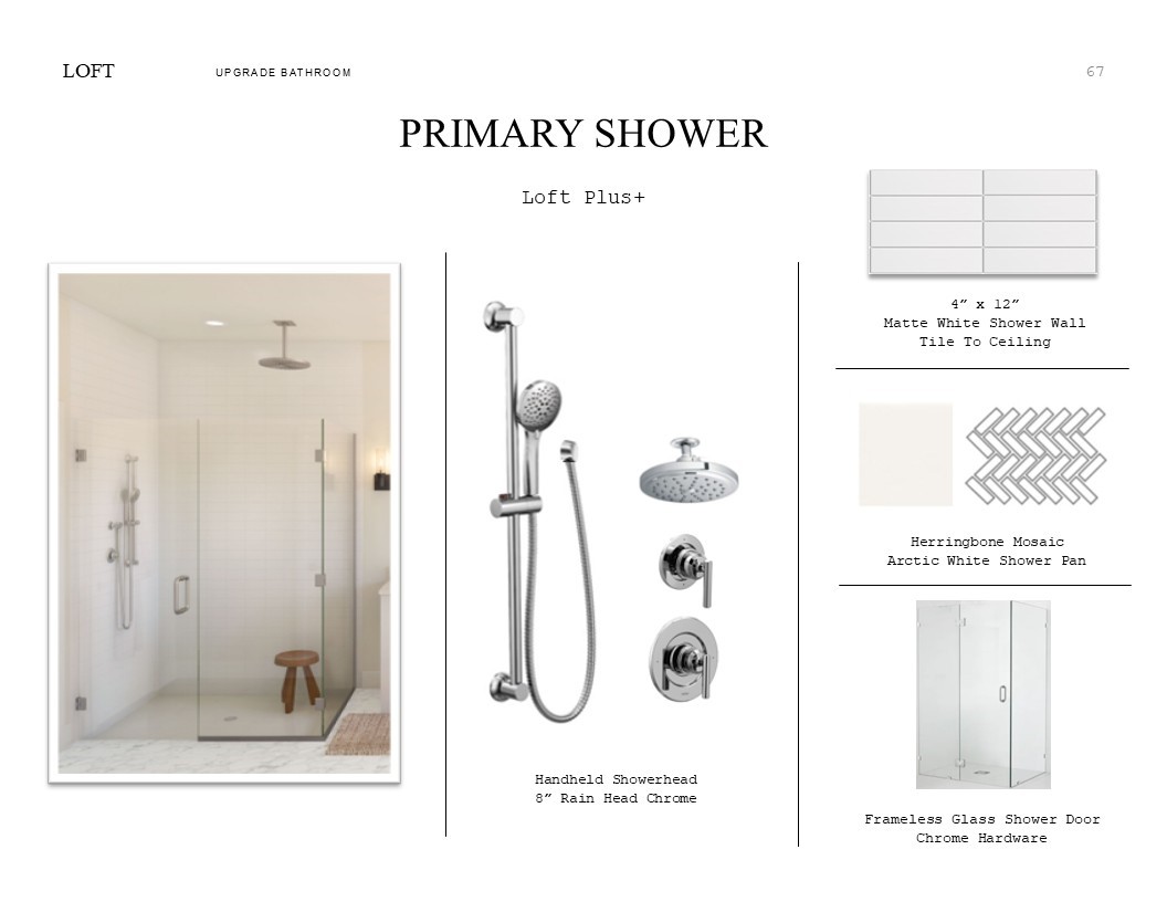 Farmhouse Look Palette 6: Primary Bathroom Selection Sheet (*Artist rendering used for illustration purposes only.)