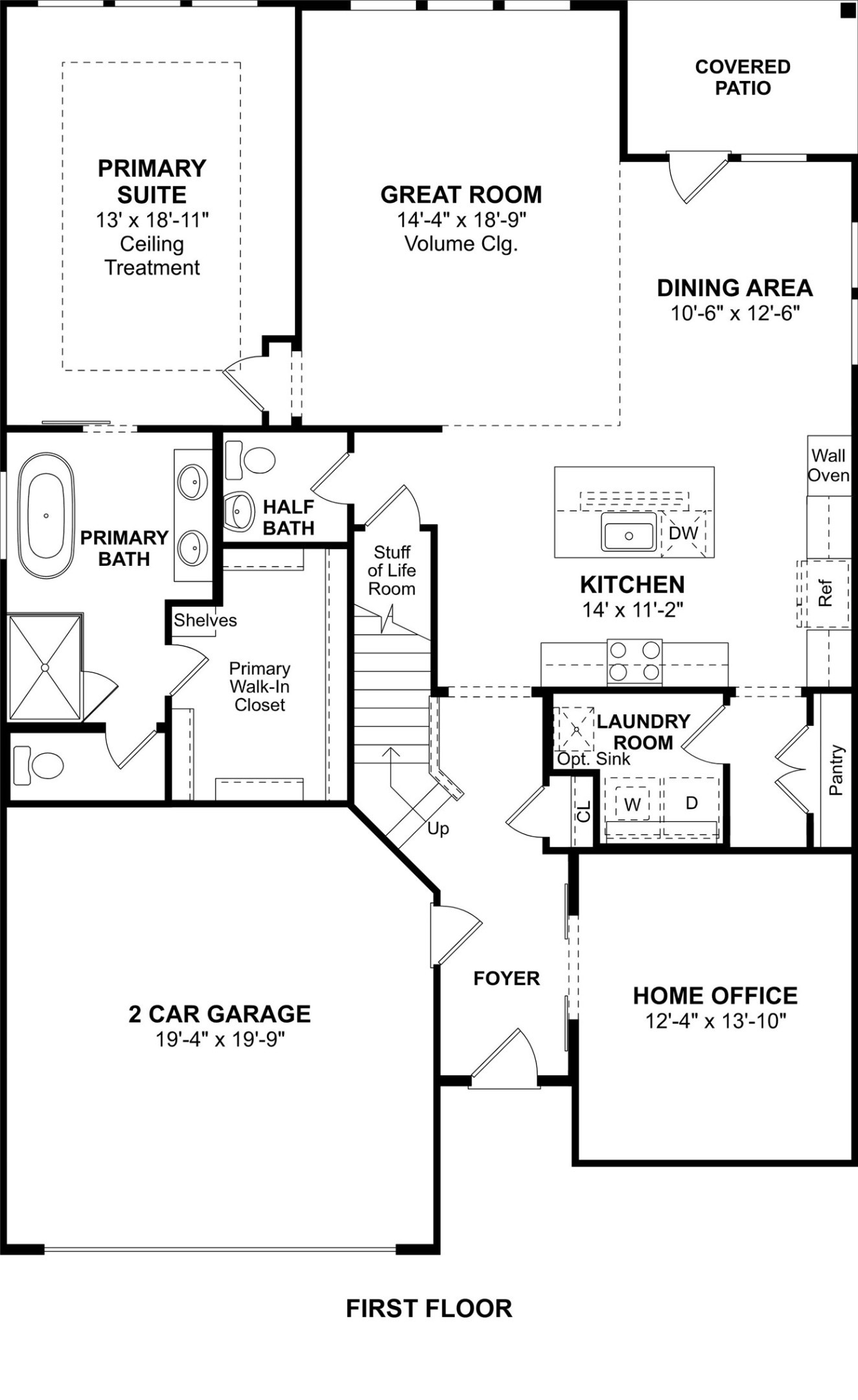 The Omaha floor plan by K. Hovnanian Homes. 1st Floor shown. *Prices, plans, dimensions, features, specifications, materials, and availability of homes or communities are subject to change without notice or obligation.