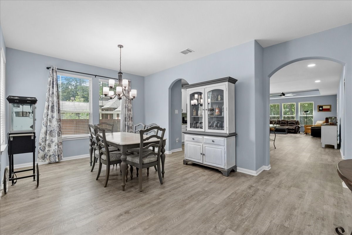 Light-filled dining space offers plenty of room for everyday meals, celebrations and entertaining.