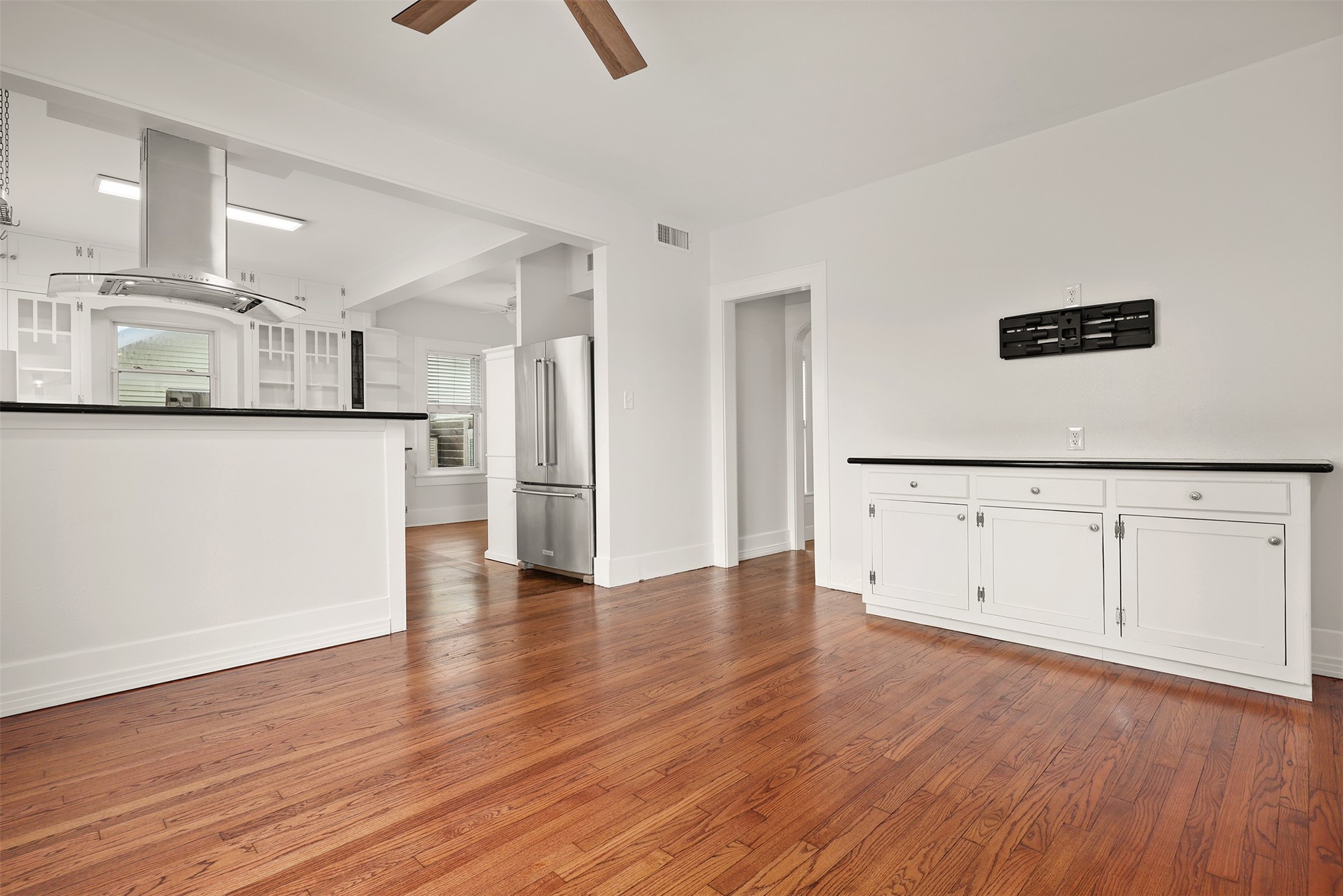 Spacious open-concept kitchen and dining area.
