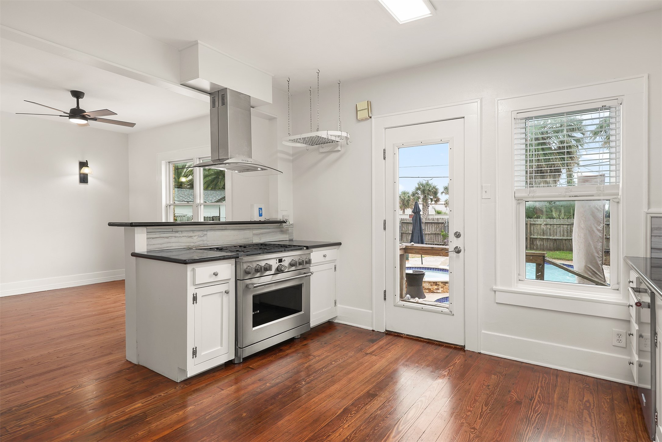 Easy access through the back door to backyard pool.
