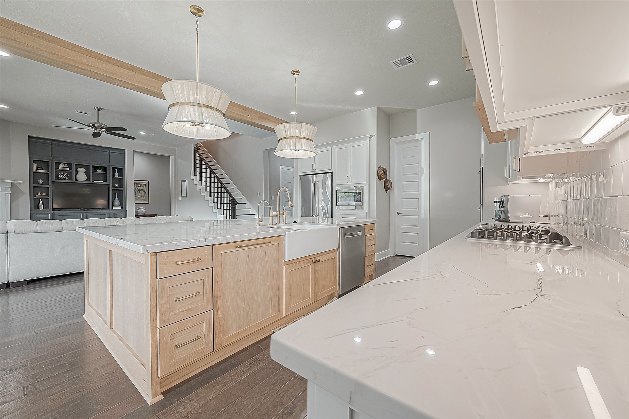 Another view of the attractive quartzite counters.