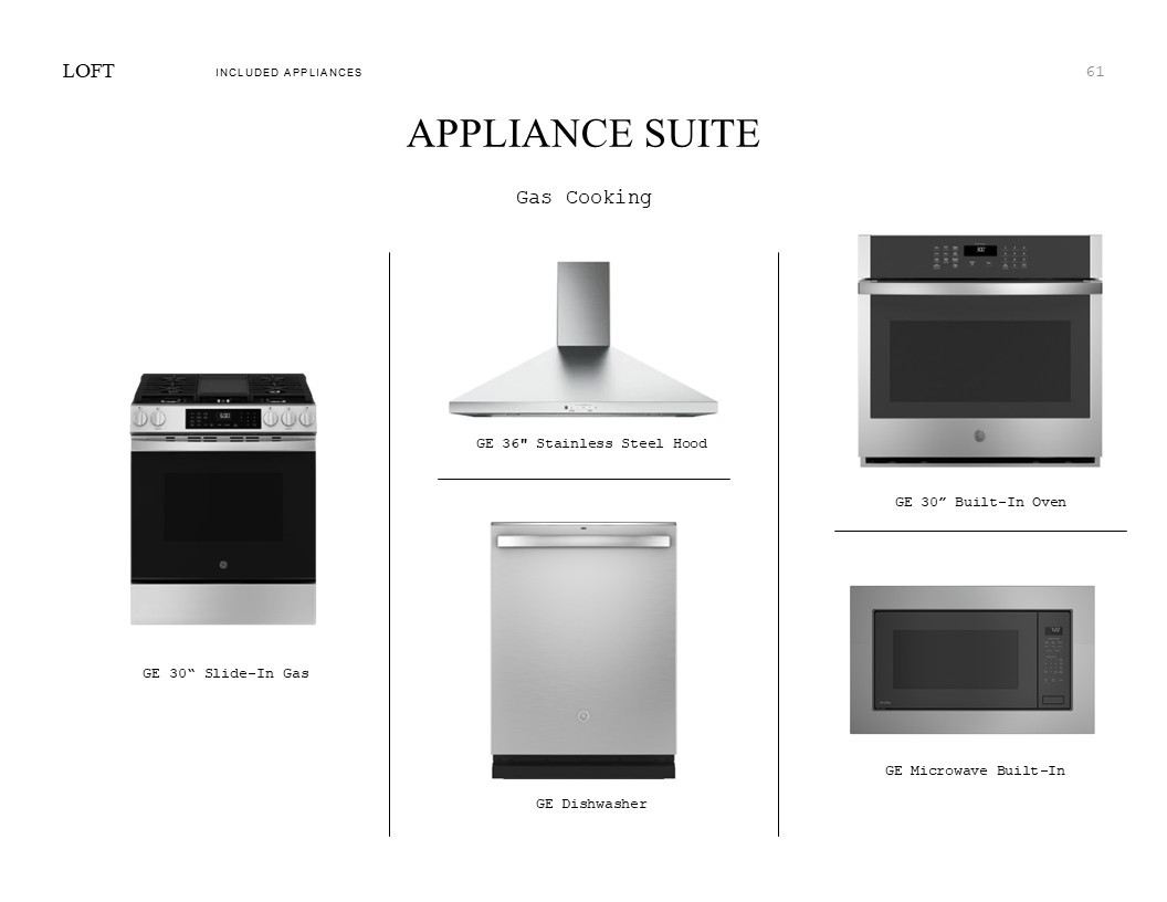 Loft Look Palette 6: Appliance Selection Sheet (*Artist rendering used for illustration purposes only.)