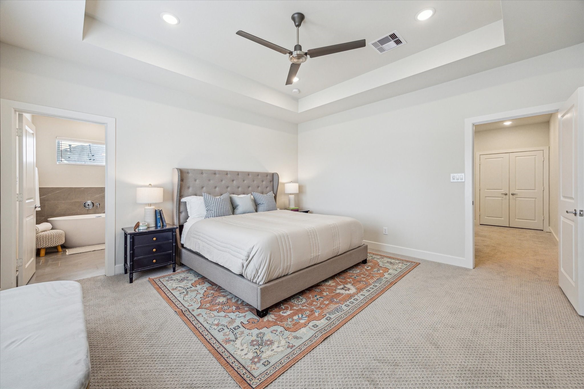 Representative photo showing the communitys model home primary bedroom. Layout and selections may vary.