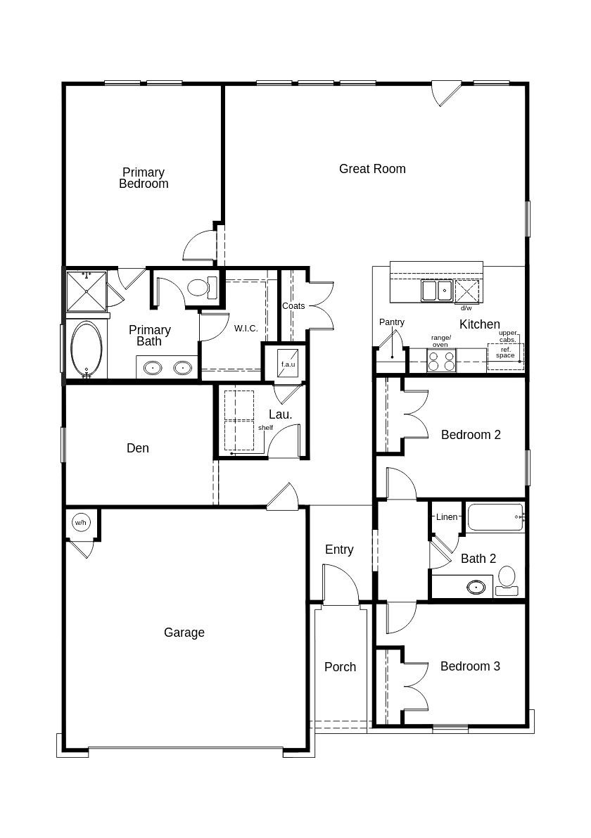 This floor plan features 3 bedrooms, 2 full baths, and over 1,600 square feet of living space. This floor plan features 3 bedrooms, 2 full baths, and over 1,600 square feet of living space.
