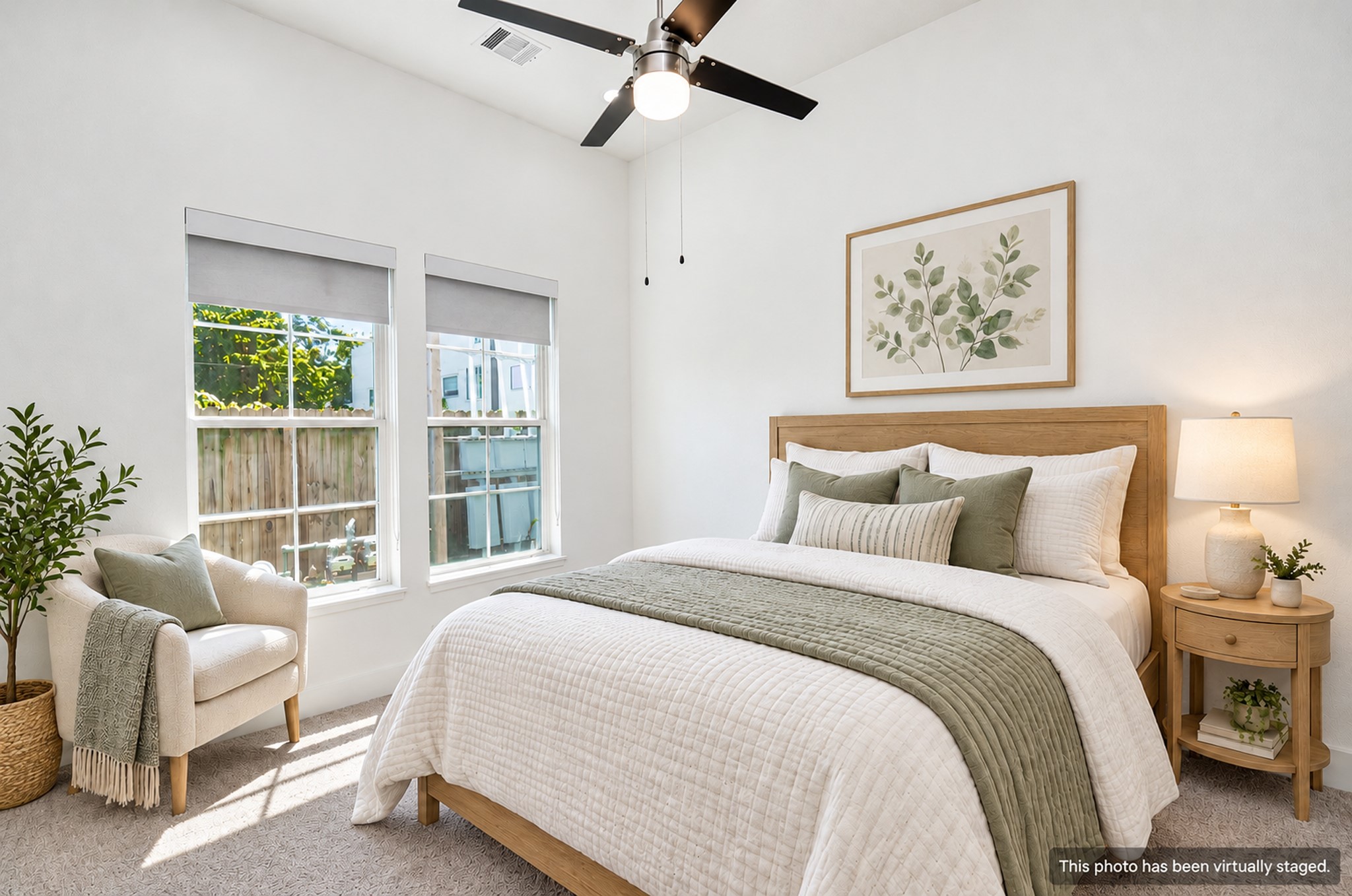 First-floor bedroom suite, shown as a home office, offers separation from the main living level.