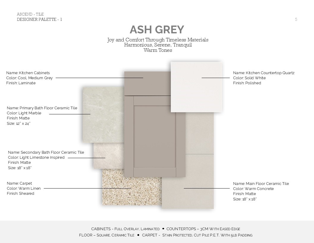 Loft Look Palette 1 Selection Sheet (*Artist rendering used for illustration purposes only.)