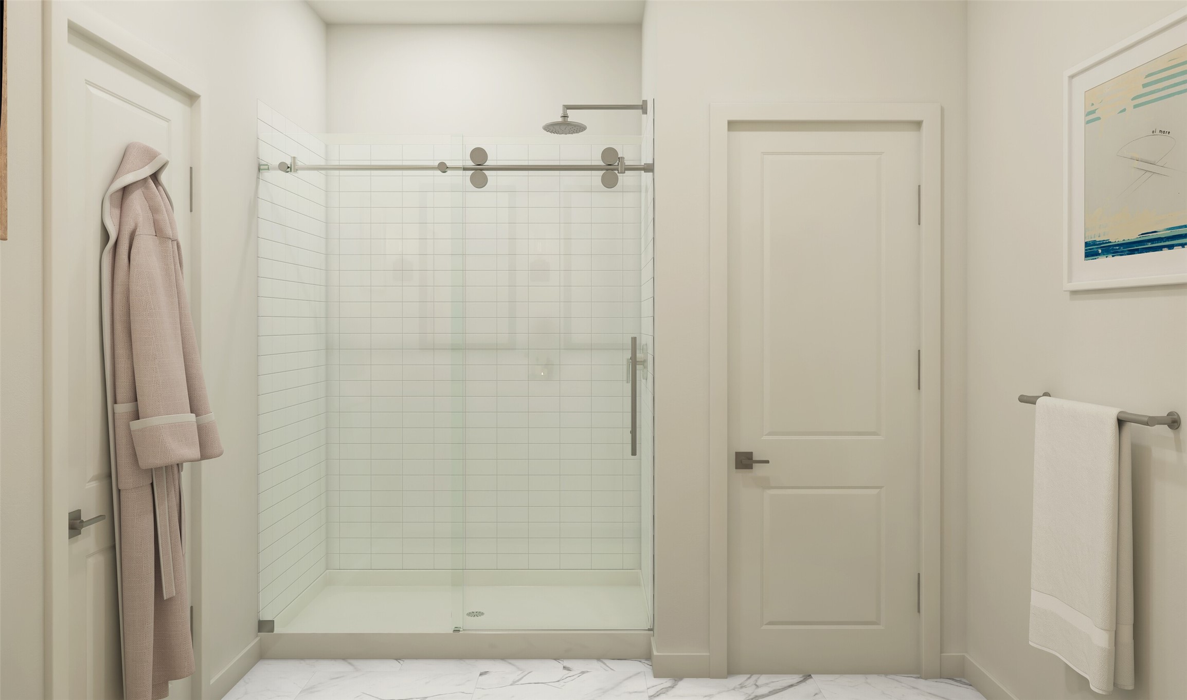 Serene primary bath (*Artist rendering used for illustration purposes only. Colors/finishes may differ from the ones currently selected in the home.)