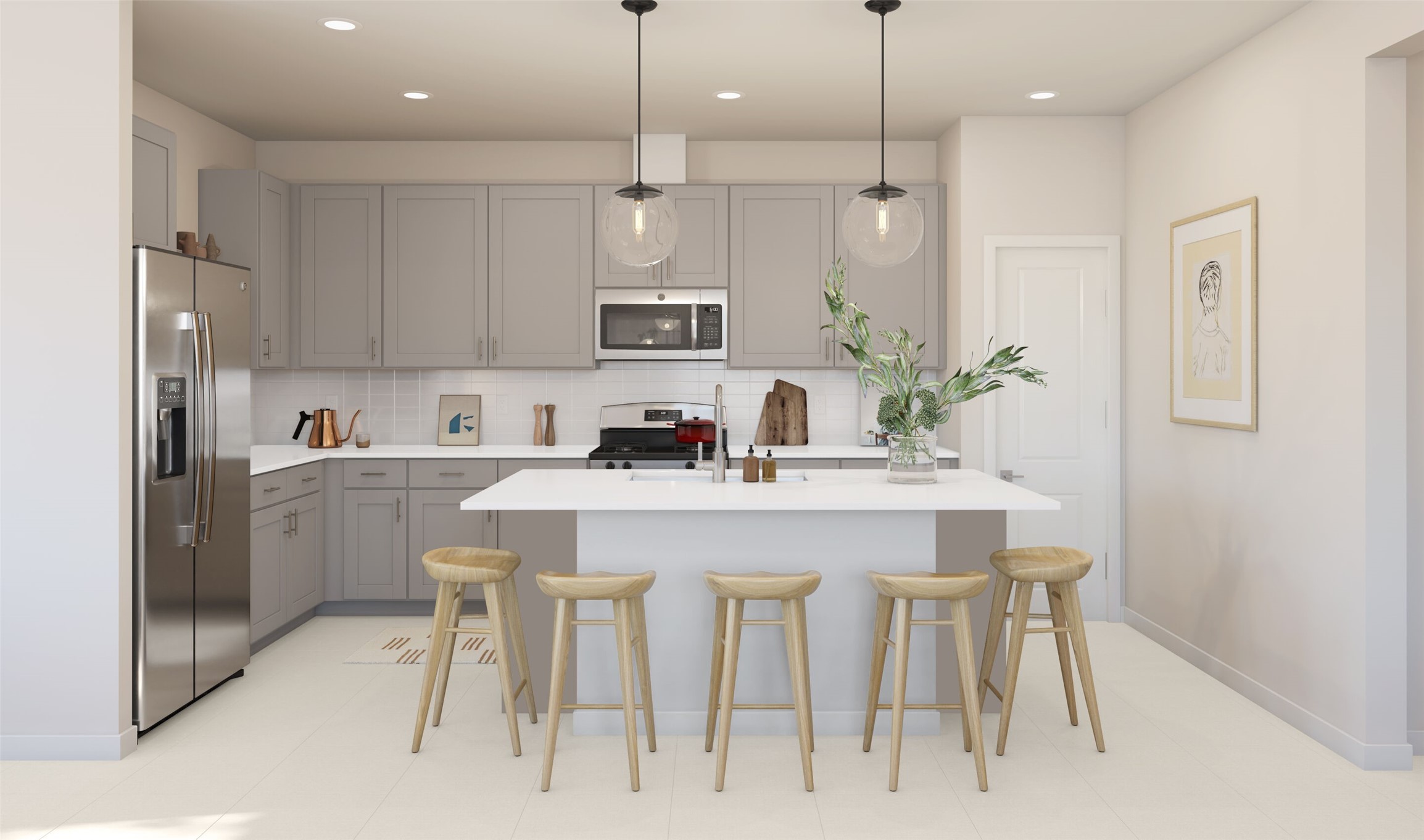 Gourmet island kitchen (*Artist rendering used for illustration purposes only. Colors/finishes may differ from the ones currently selected in the home.)