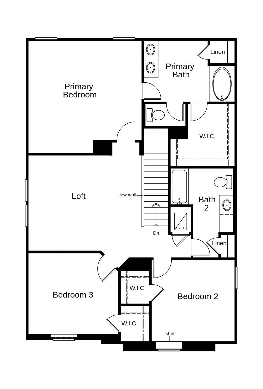 This floor plan features 3 bedrooms, 2 full baths, 1 half bath and over 2,000 square feet of living space.