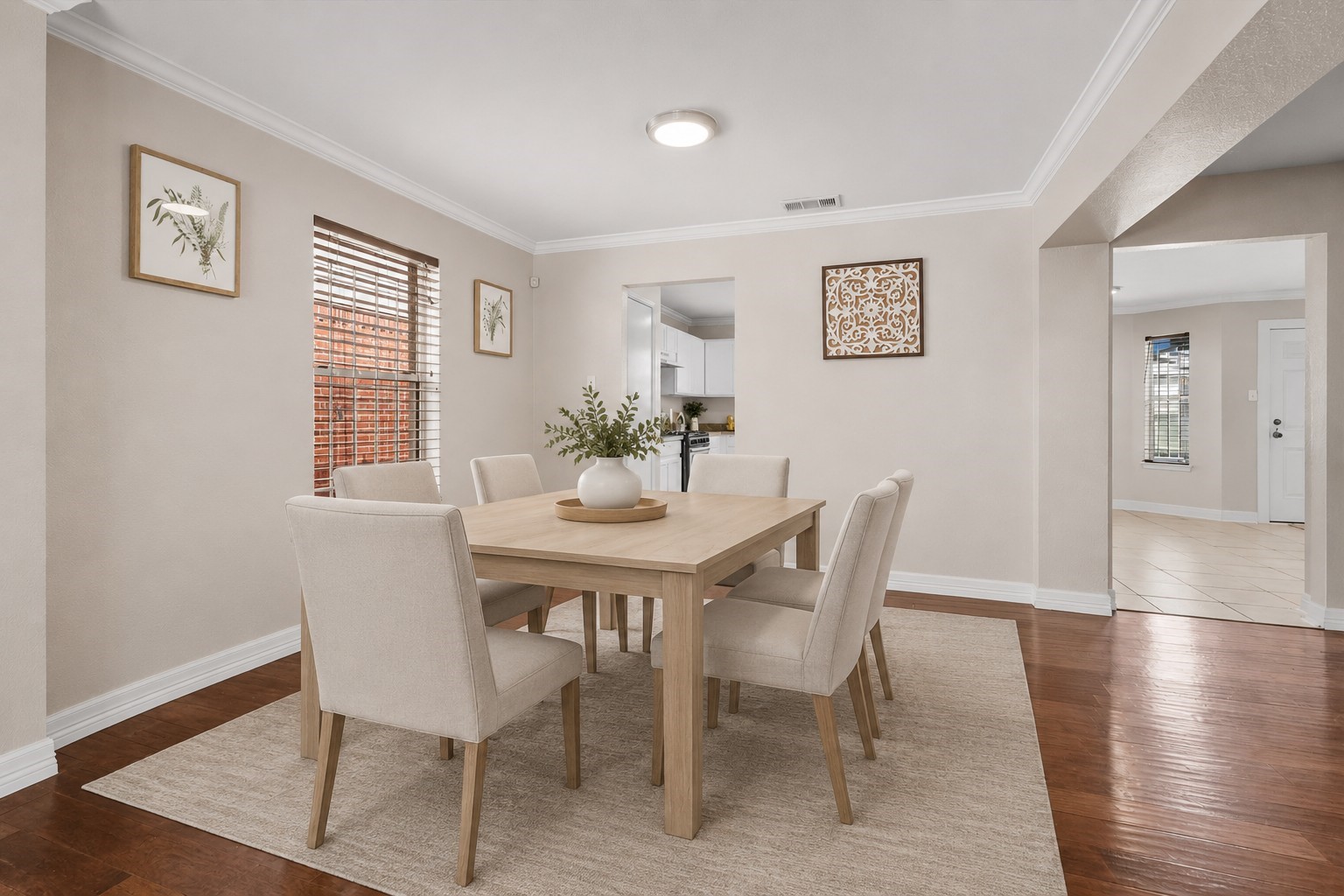 Virtually staged to show the room as a dining room.