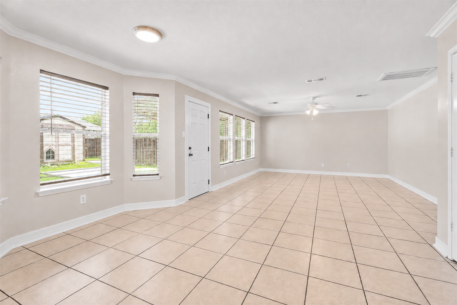 Open living area with easy access to the backyard.